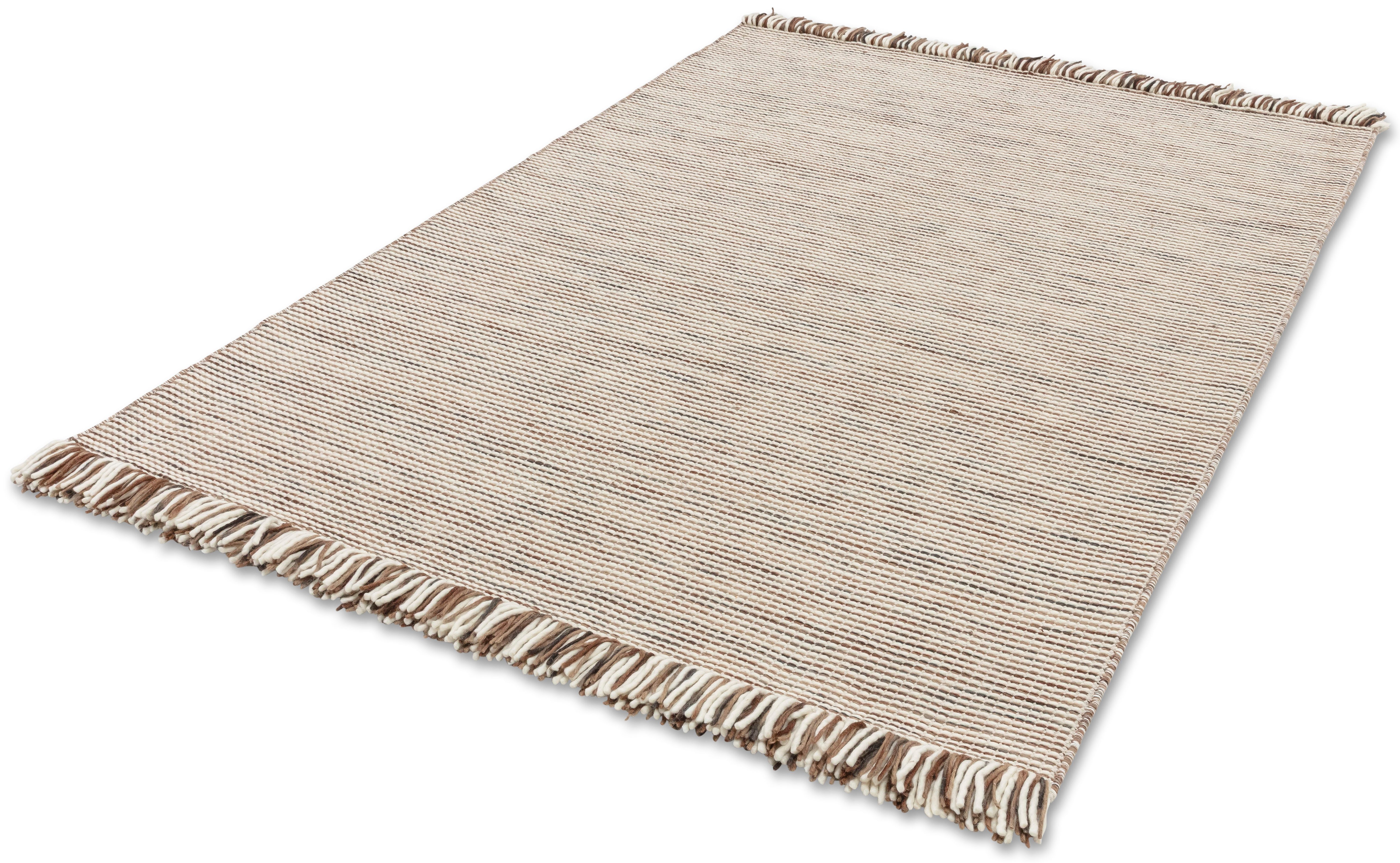 SCHÖNER WOHNEN-Kollektion Teppich Arina, rechteckig, Höhe: 10 mm, 80% reine Wolle, gewebte Struktur, meliert, mit Fransen, Wohnzimmer