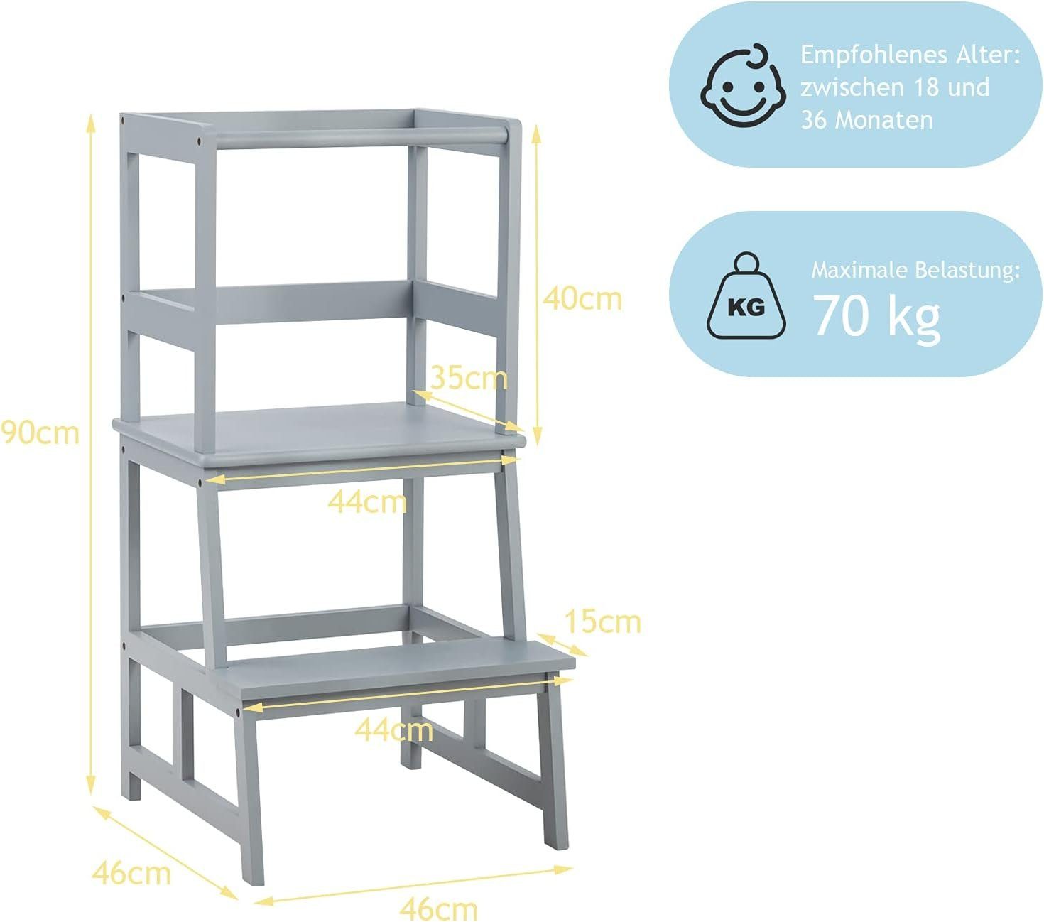 zu bis KOMFOTTEU 2 Tritthocker Stufen, grau 70kg Lernturm,