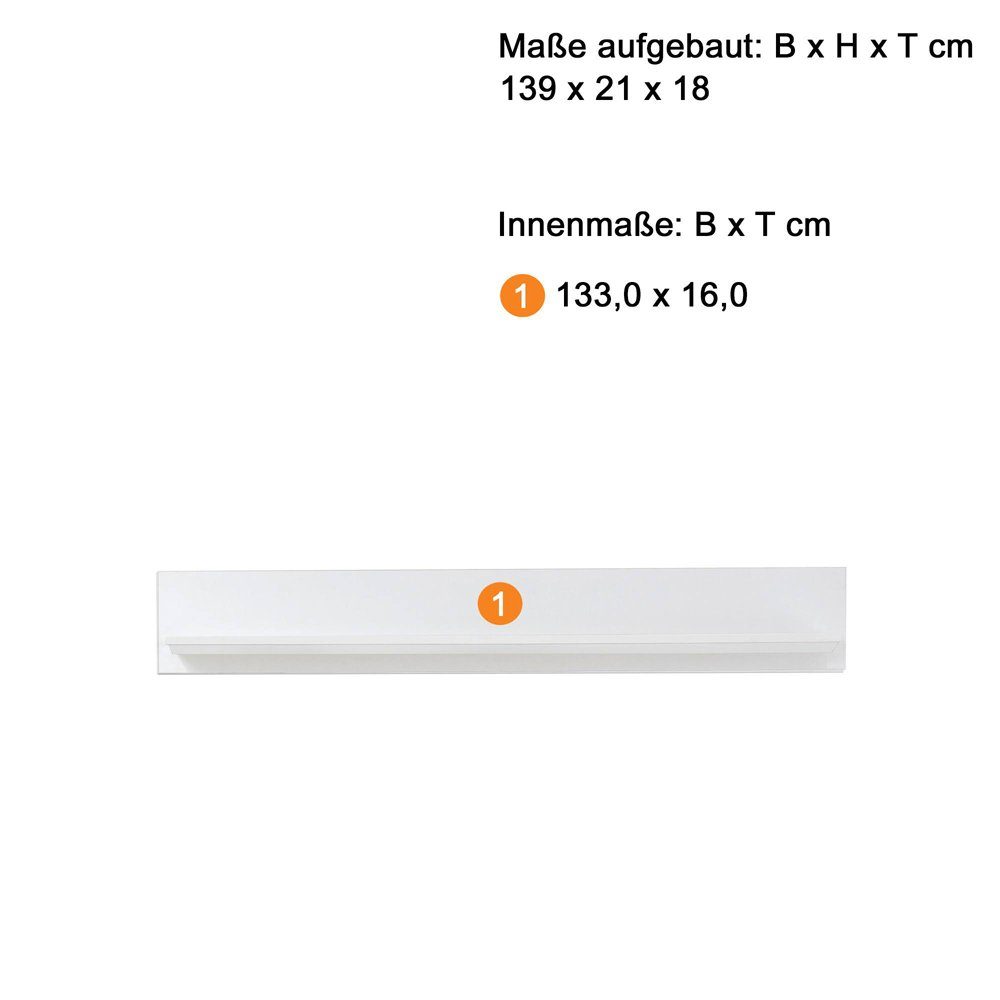 Lomadox Wohnwand Sideboard und LED mit 4-tlg), Unterbaubeleuchtung BERGAMA-19, cm 273/196/41 (4-St., weiß