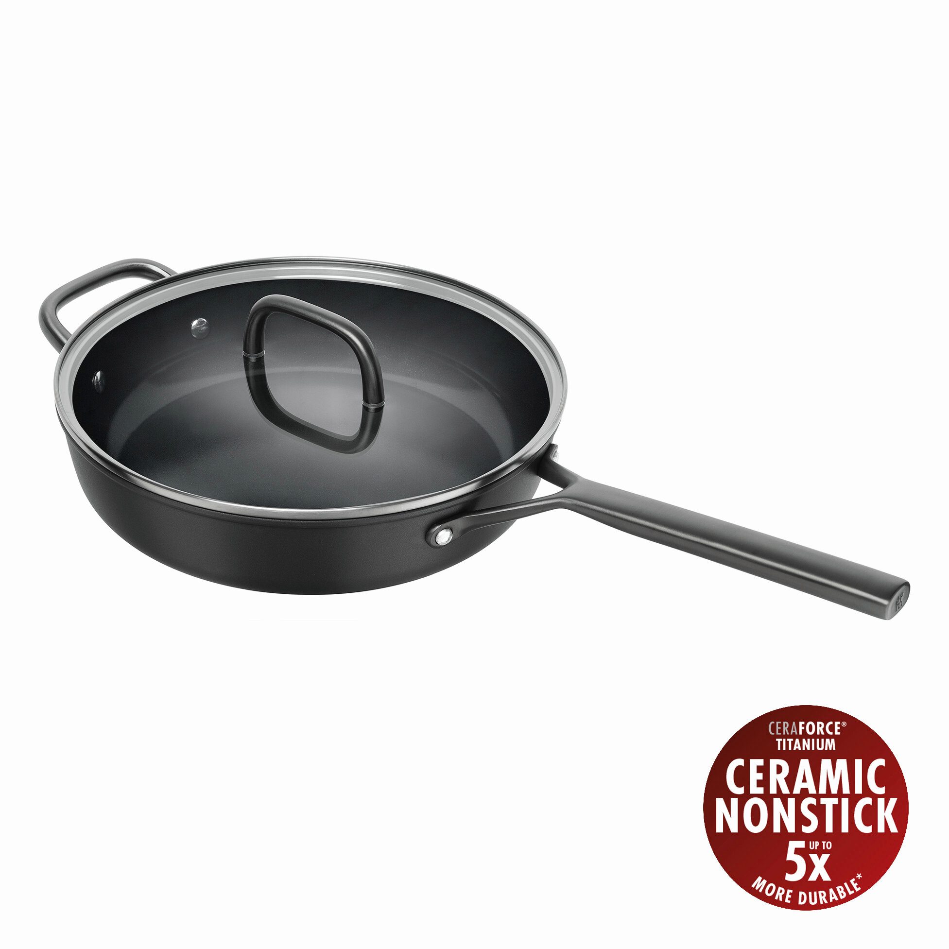 Zwilling Schmorpfanne Milano, Pfanne mit Glasdeckel, Aluminium (1-tlg), Keramik-Antihaftbeschichtung, Induktion, Made in Italy