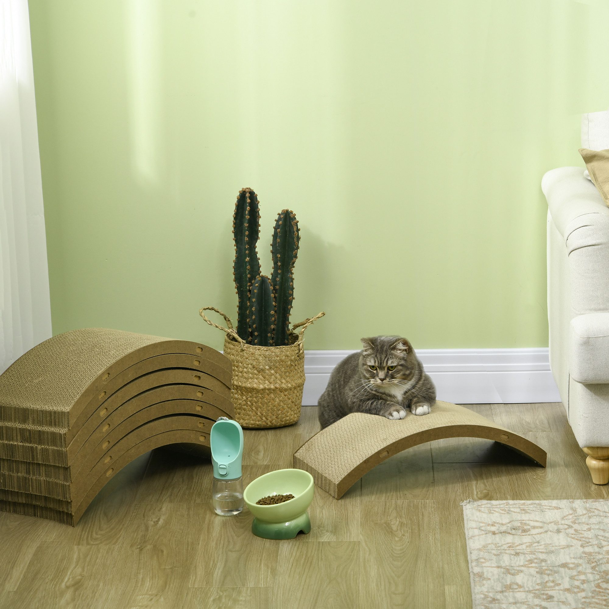 PawHut Kratzbrett Wellpappe Kratzmatten für Katzenlaufrad, (Kratzpappe, 8-tlg., Katzen-Kratzpad), für Katzen, Braun