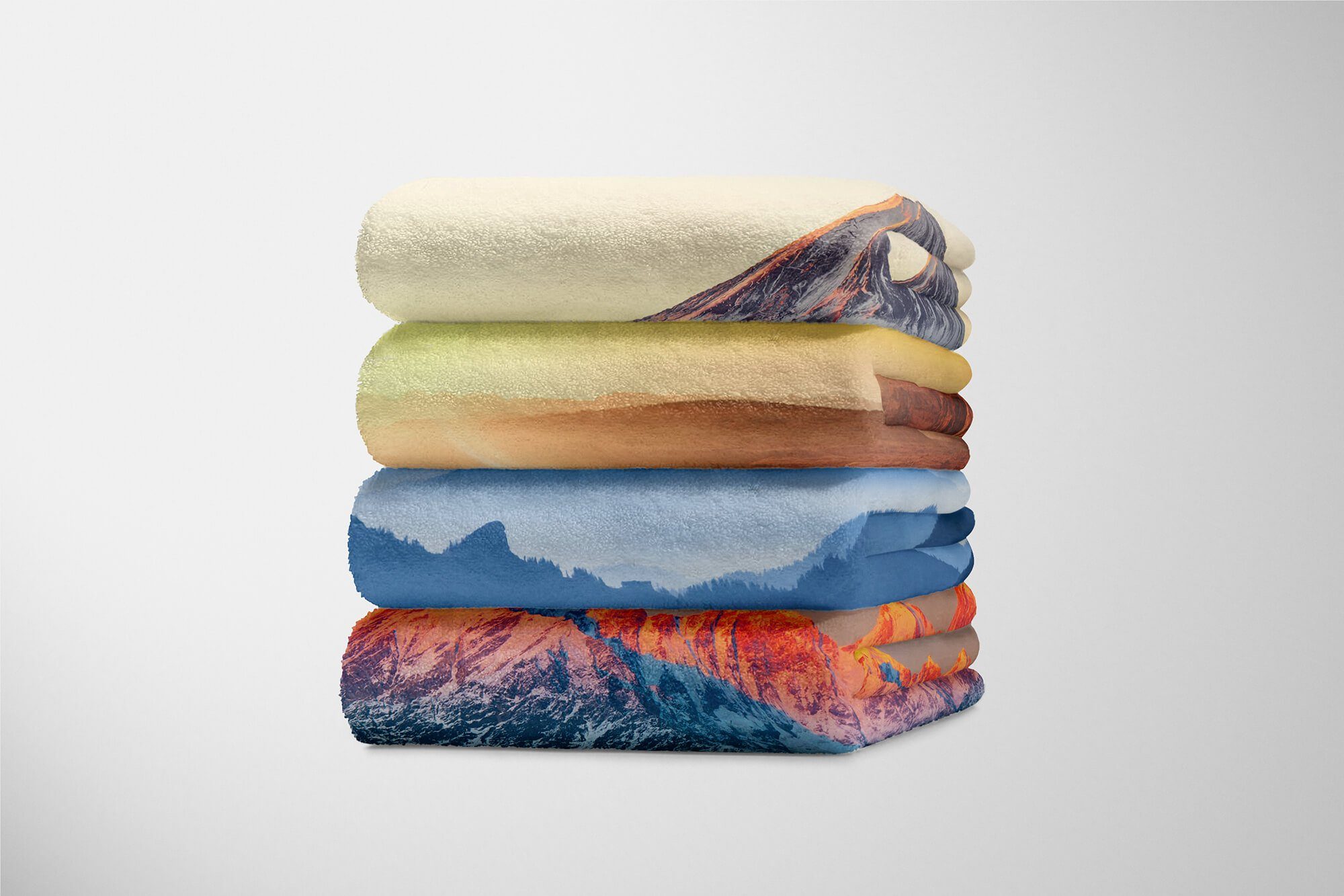 Baumwolle-Polyester-Mix mit Fotomotiv Bäume (1-St), Sinus Bergkette Nebel Strandhandtuch Art Natur, Handtücher Kuscheldecke Handtuch Handtuch Saunatuch