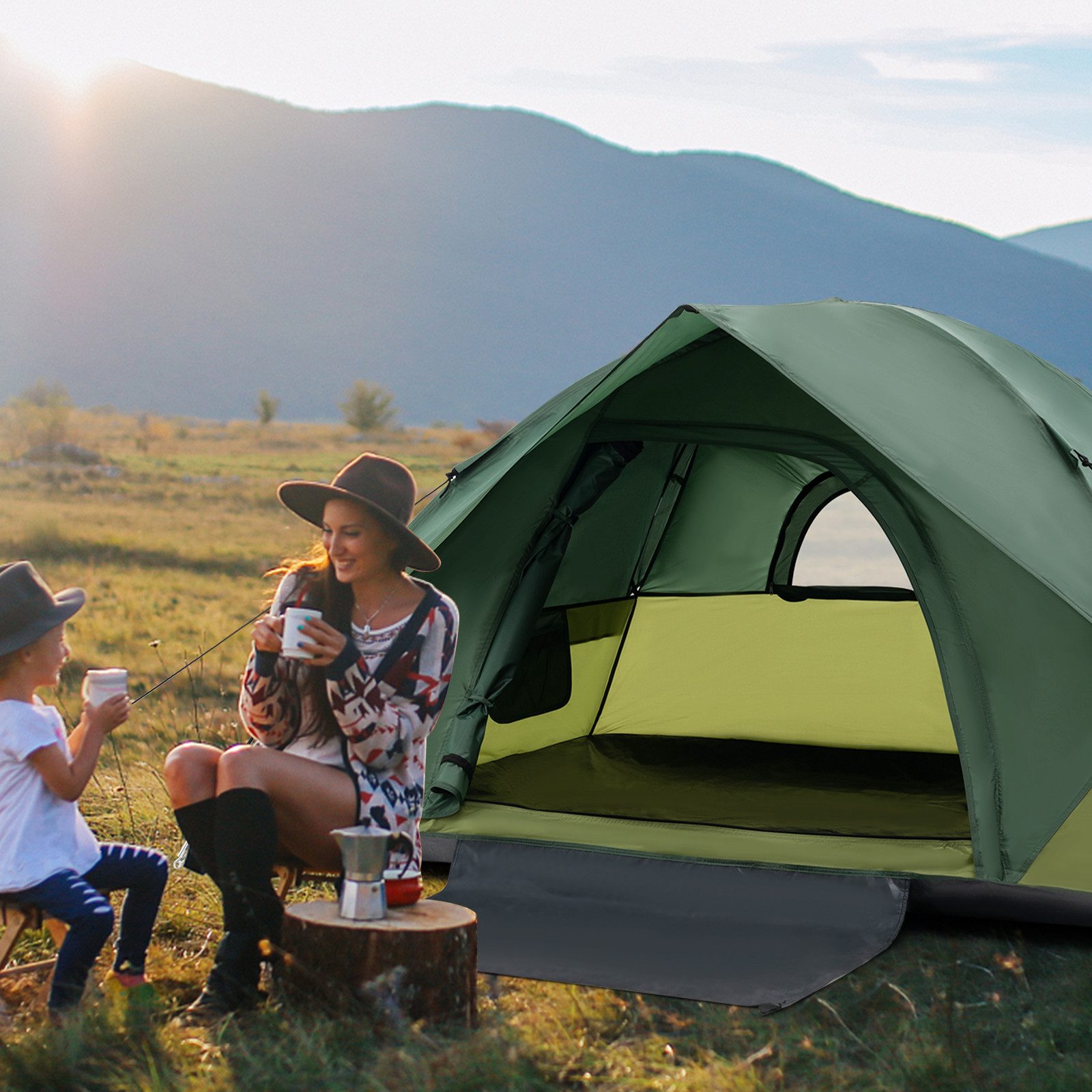 KOMFOTTEU Kuppelzelt, Campingzelt wasserdicht für 2 günstig online kaufen