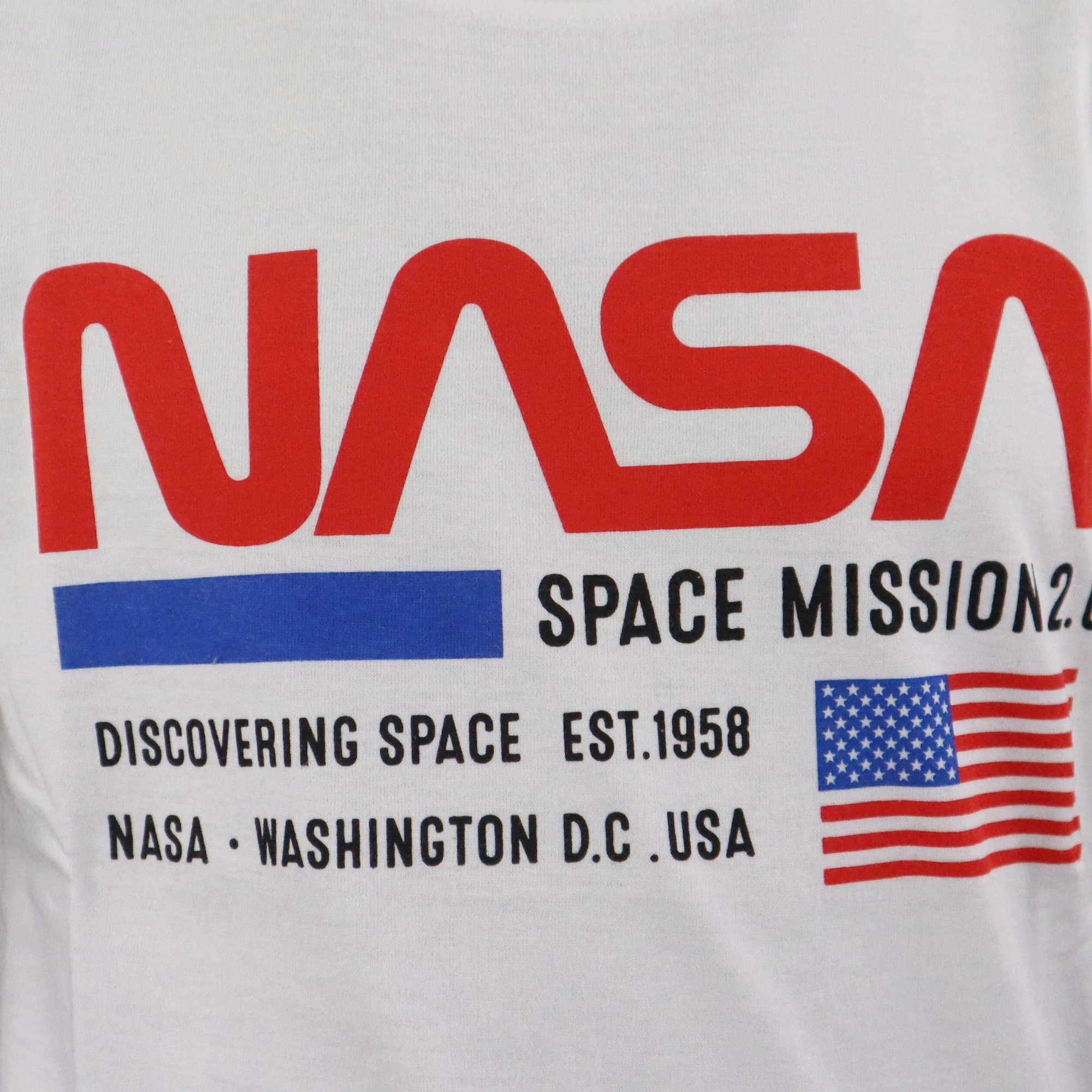 Jungen 134 Center Gr. NASA bis kurzarm 164 Pyjama NASA Schlafanzug Weiß Space