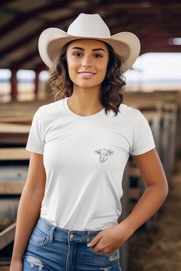 Baddery Print-Shirt Damen T-Shirt - Almstolz - Kuh Shirt Frauen Bäuerin Cowgirl (Slim Fit) aus Baumwolle, hochwertiger Siebdruck