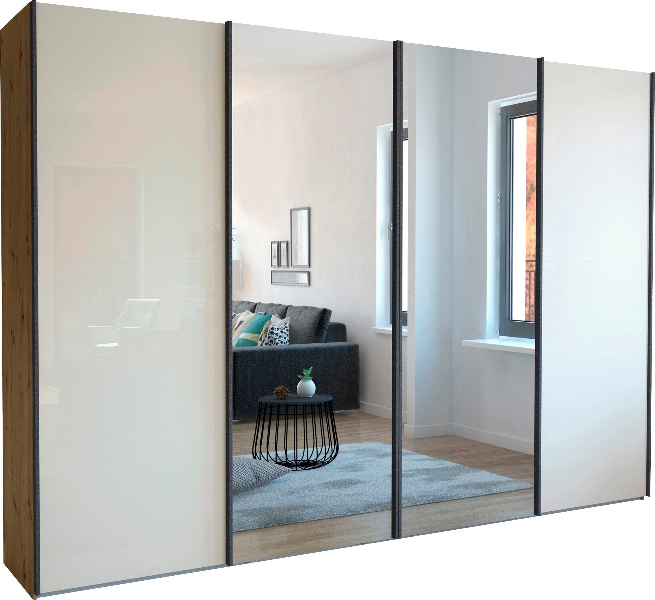 WIEMANN Schwebetürenschrank Monaco hochwertige Glas- und Spiegelfront