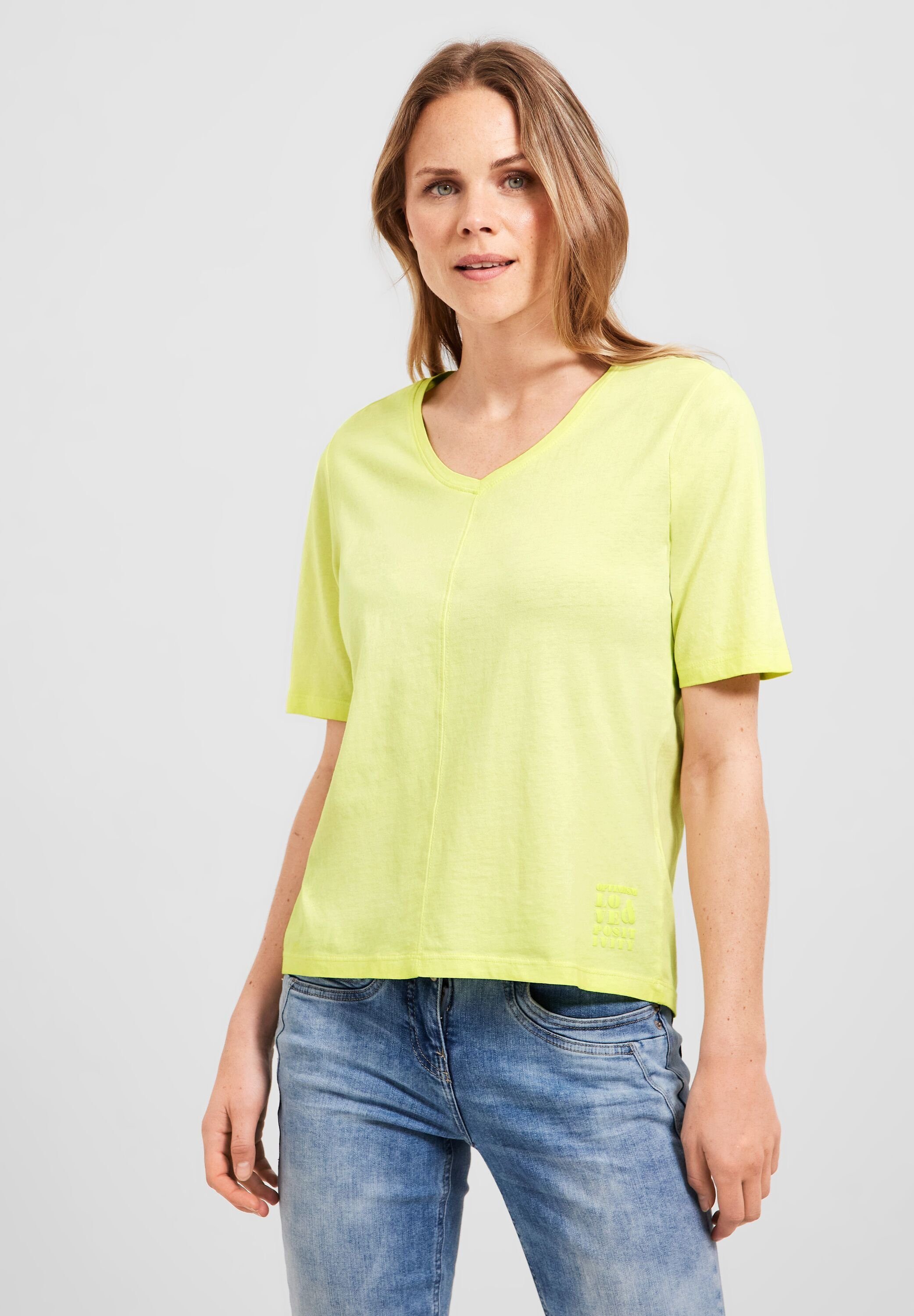 Cecil T-Shirt in Unifarbe limelight yellow