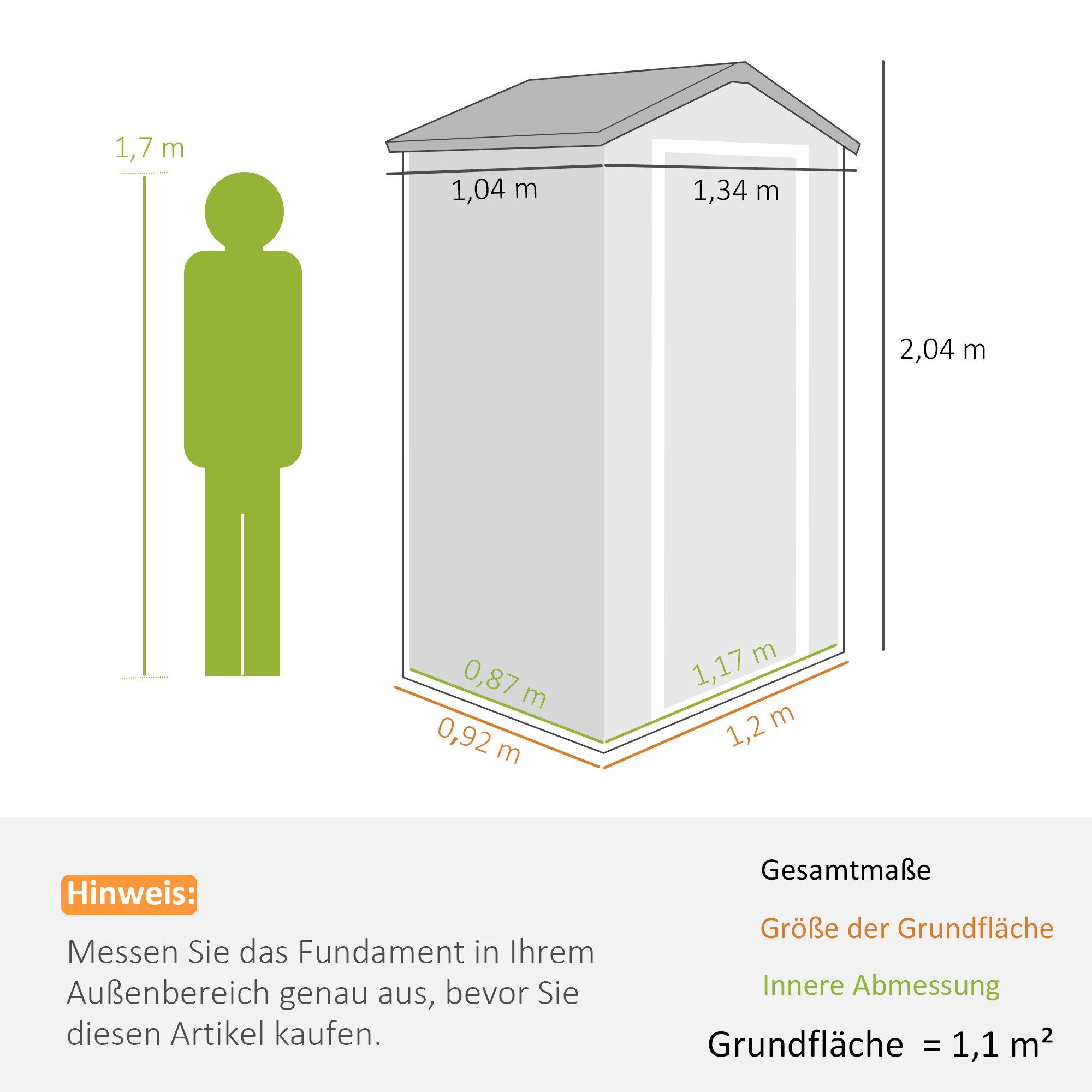 Outsunny Gerätehaus Gartenhaus mit Fenster, Pultdach, aus Metall, BxT: 134x104 cm, (Gartenschrank, 1 St., Geräteschrank), für Garten, Grau