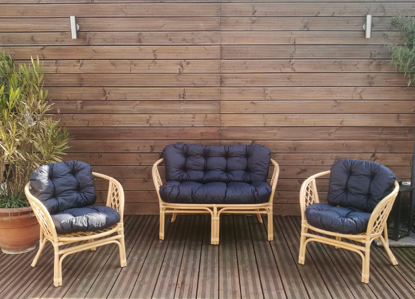 Mayaadi Home Auflagekissen Gartenbankauflage Kissen für Rattangarnitur 6 tlg. Set