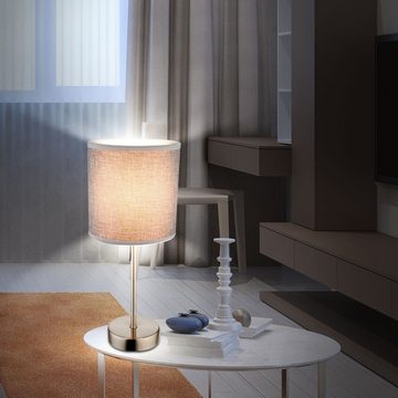 etc-shop Tischleuchte, Leuchtmittel nicht inklusive, Tischlampe grauer Schirm Nachttischlampe 35 cm hoch Tischleuchte