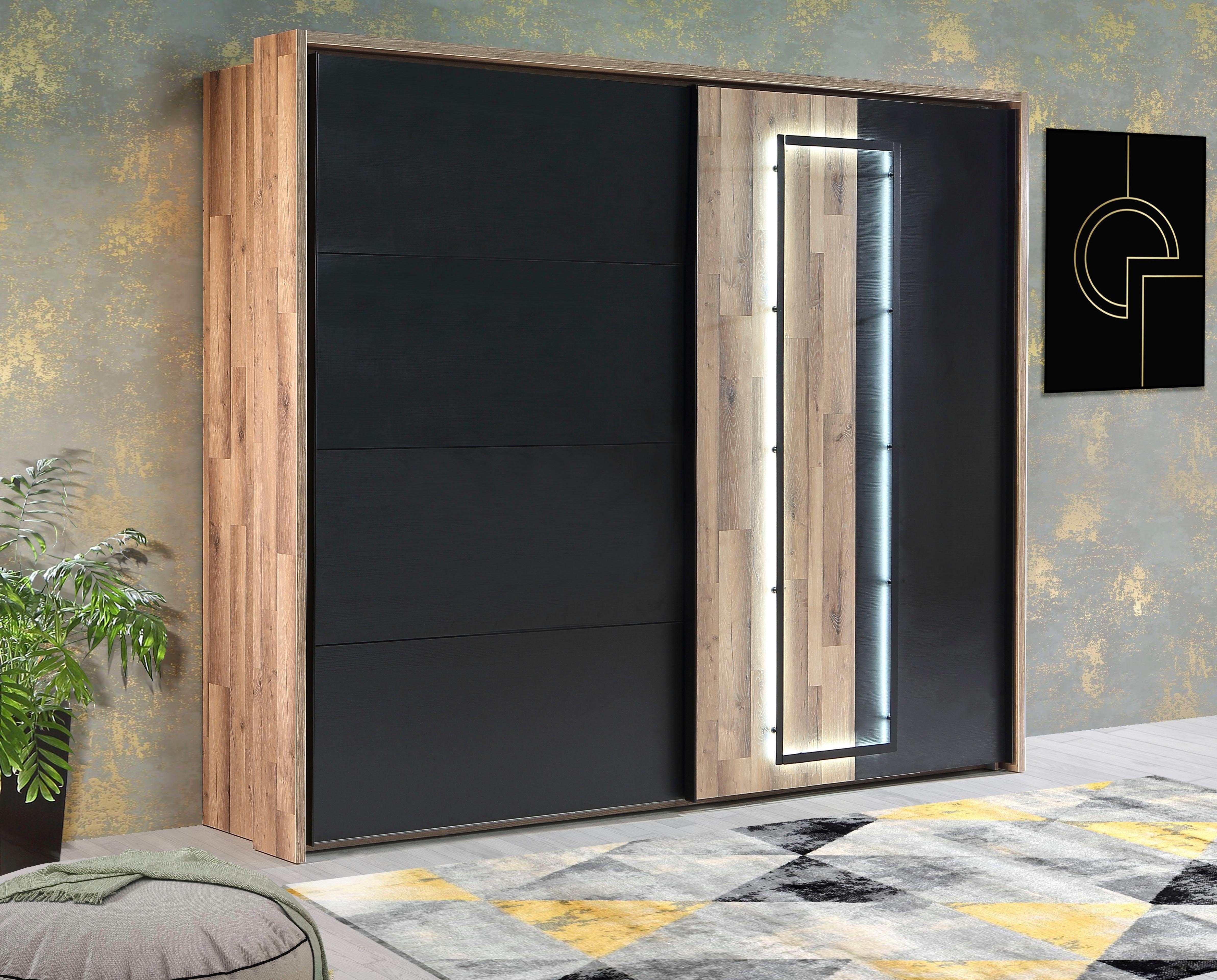 FORTE Schwebetürenschrank Sirius Crown mit LED-Beleuchtung