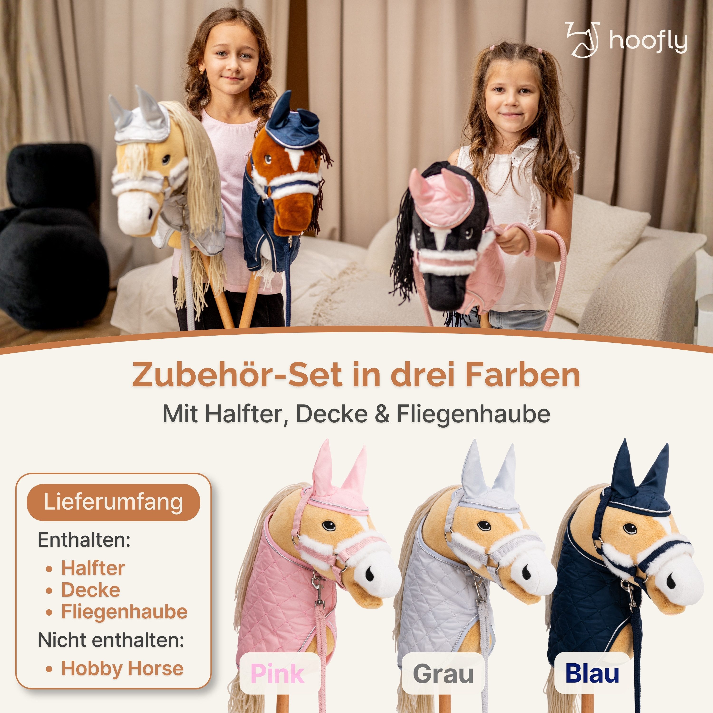 Hoofly Steckenpferd Hobby Horse Zubehör Set, (3er Set, Hobby Horse Zubehör Set)