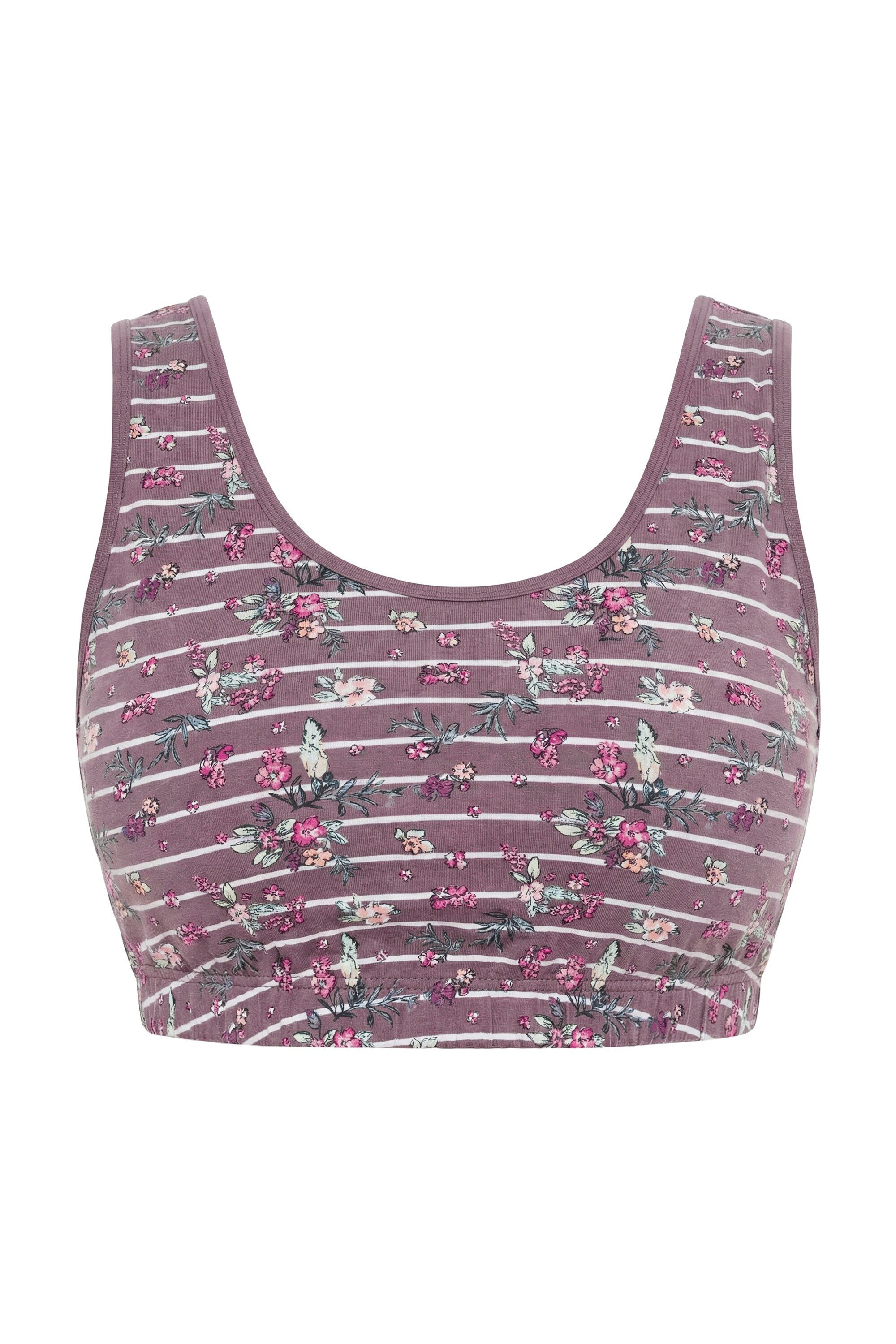 Ulla Popken Bustier Bustier Ringel/Blüten Rundhalsausschnitt