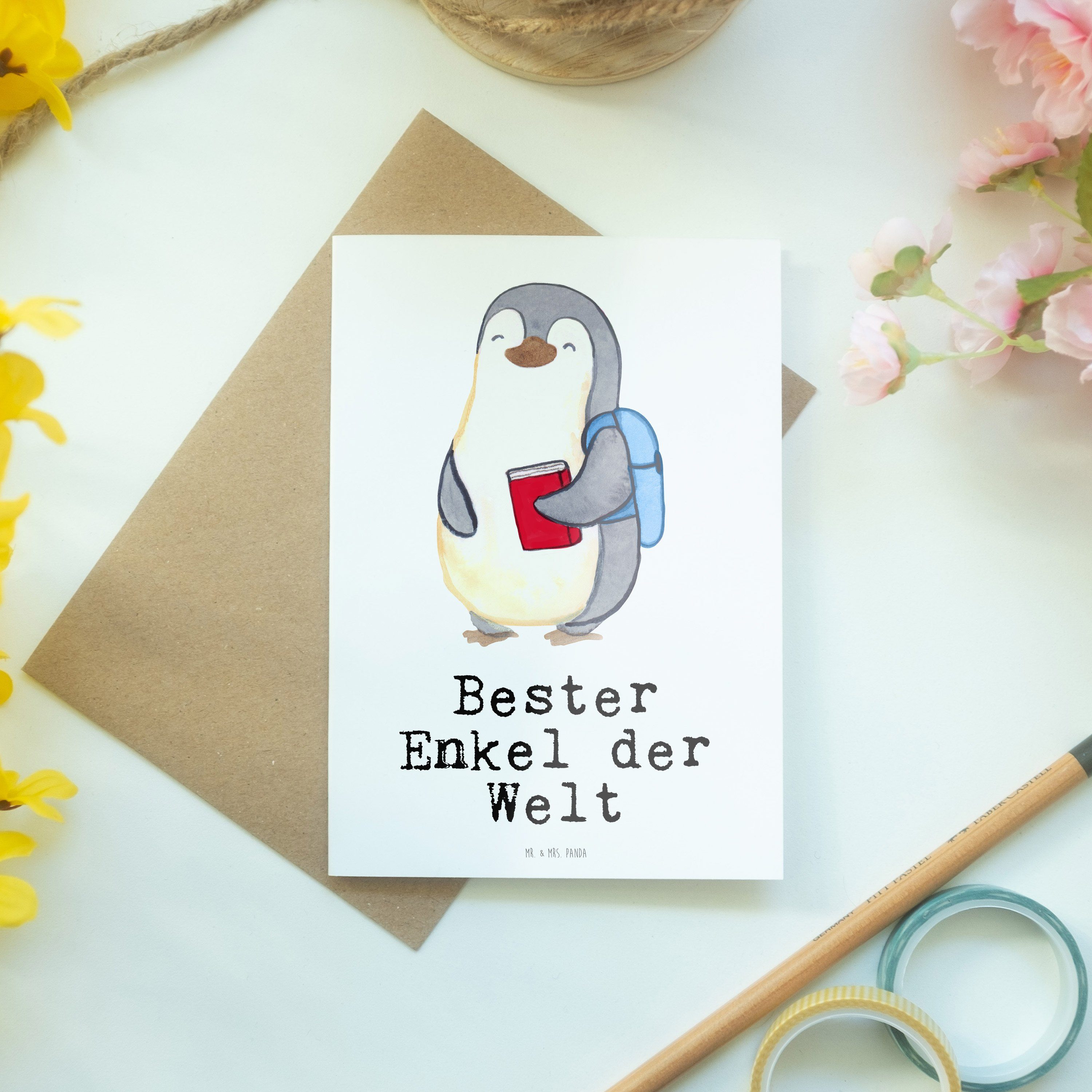 Mr. Weiß Bester Mrs. Ta Geburtstagskarte, Grußkarte Pinguin Welt & Geschenk, Enkel der Panda - -