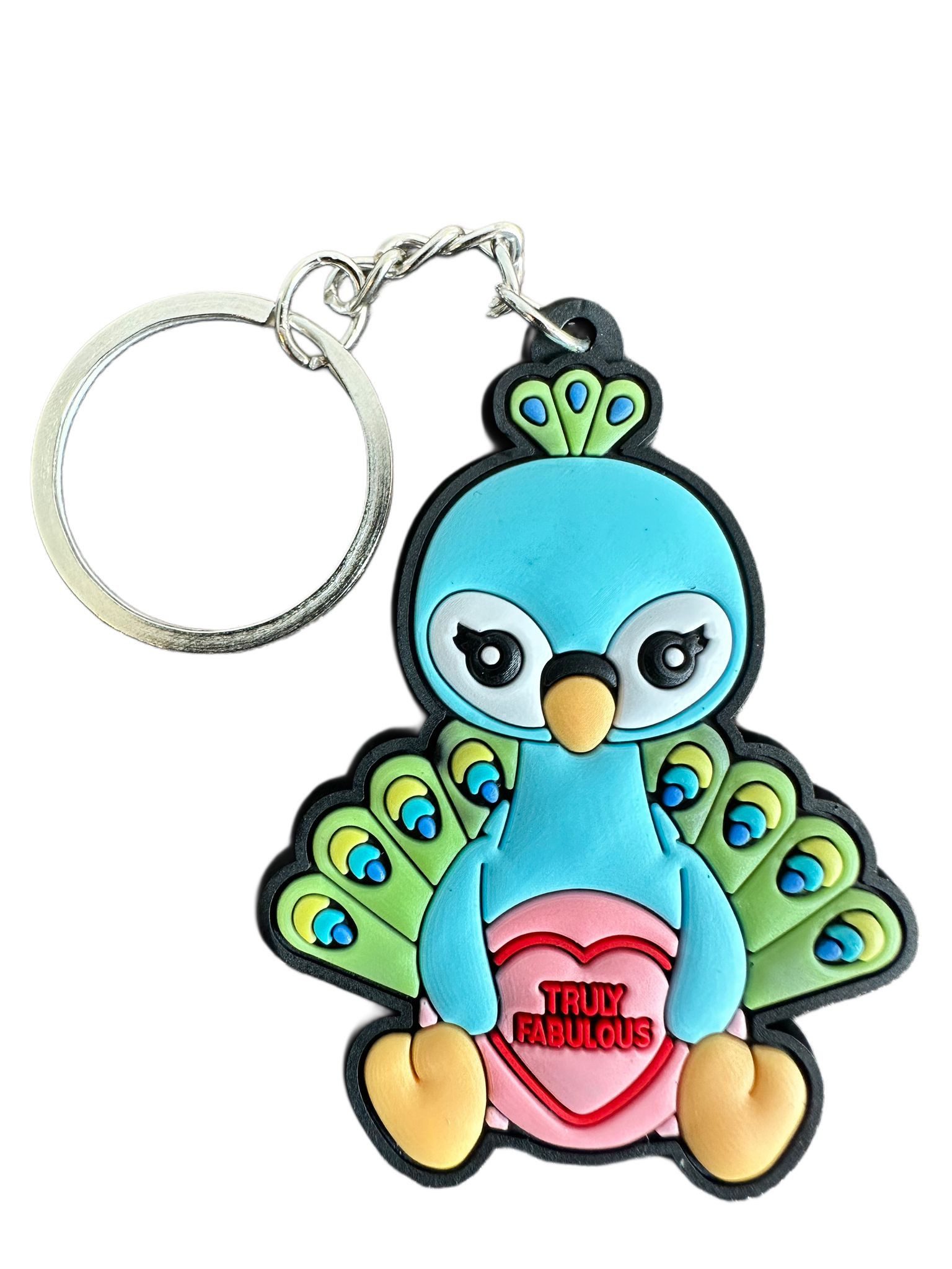 Whitehouse Leisure International Ltd Schlüsselanhänger Schlüsselanhänger Kinder Mini Anhänger keychain Love Hearts Pfau, Schlüsselanhänger von Herzen ein Geschenk für Mädchen und Jungen 6 cm