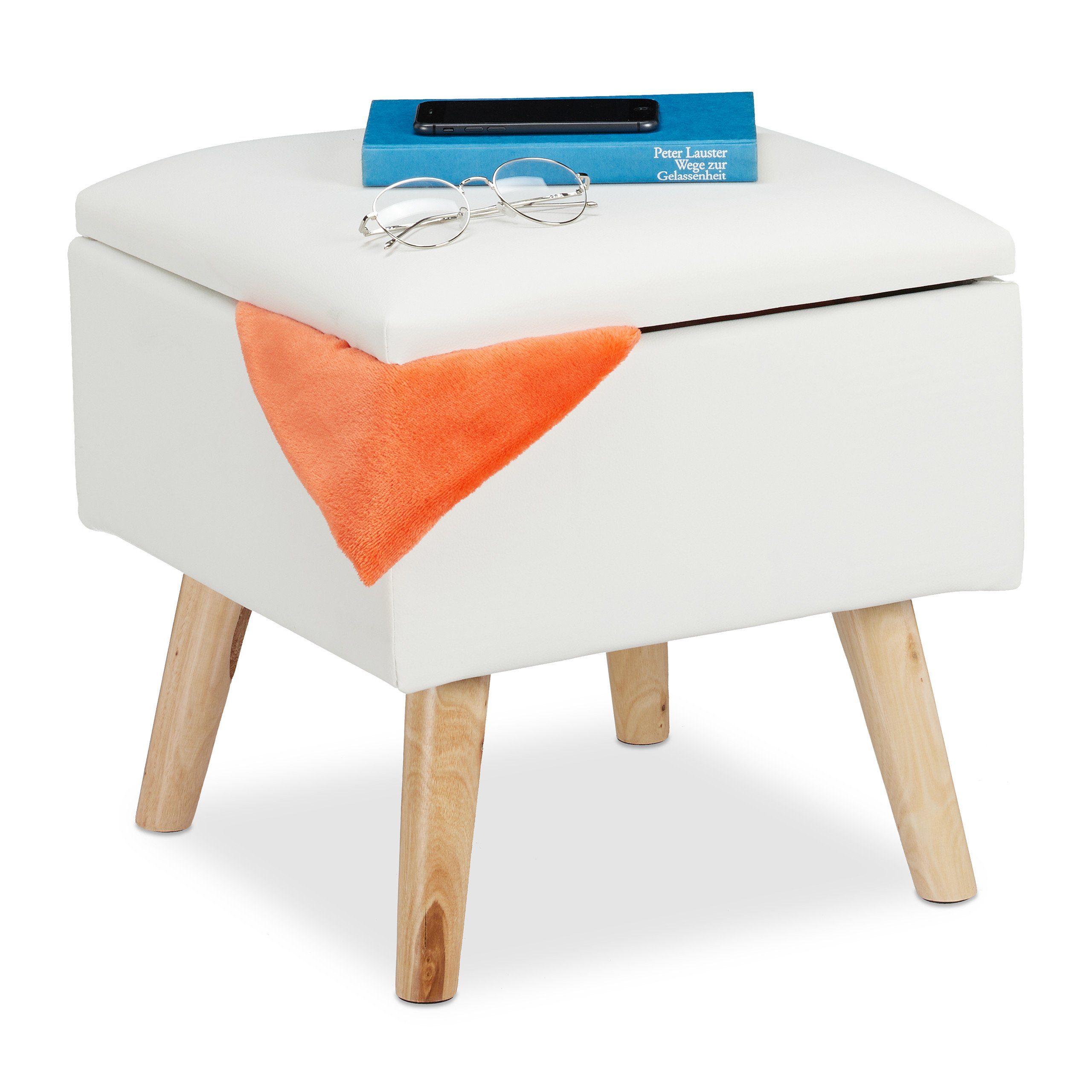 relaxdays Stauraumhocker Sitzhocker mit Stauraum Kunstleder, günstig online kaufen