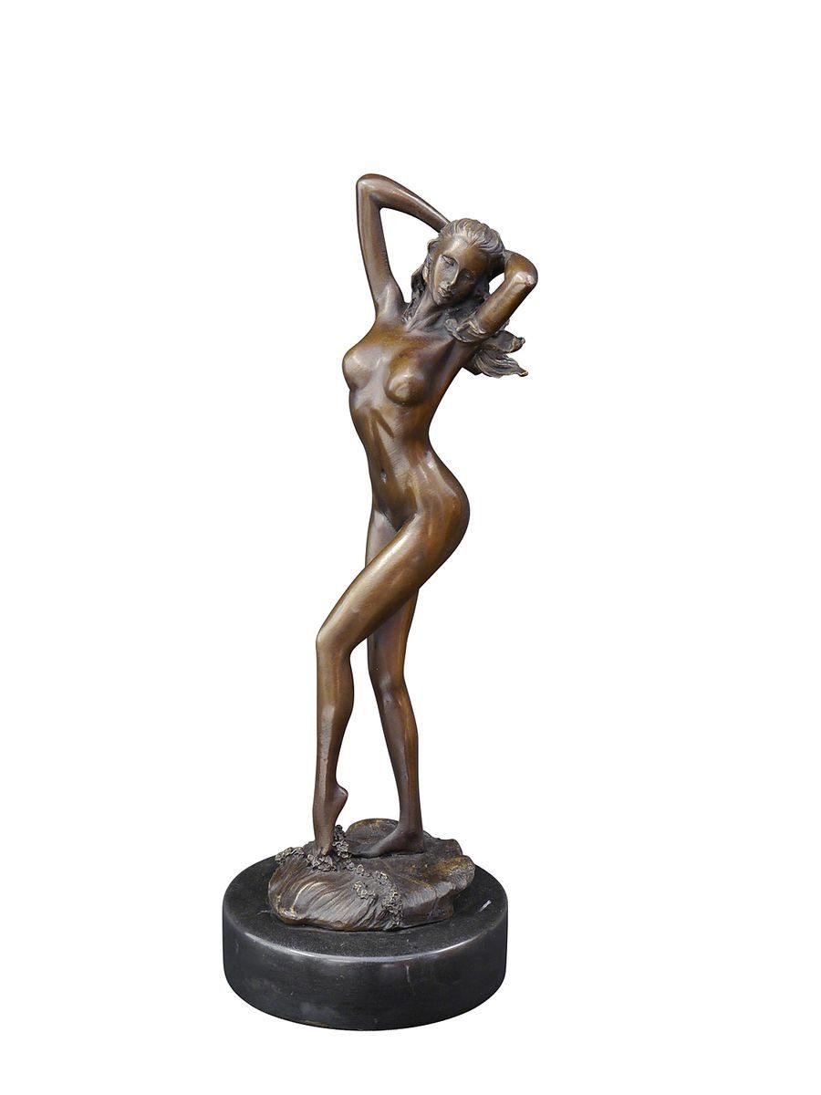 AFG Frauenakt edlem Marmorsockel Figur Erotische auf Dekoobjekt Bronze