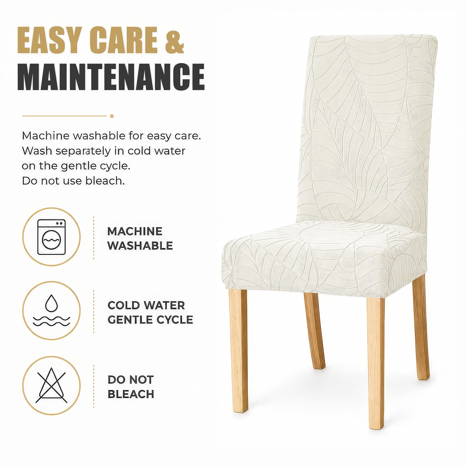 BlingBin Stuhlhusse Stretch Stuhlhussen für Esszimmer, Abnehmbar und Waschbar Stuhlbezüge, Parsons-Stuhlbezüge, Stuhlschutz für Küche, Hotel, Restaurant, Beige