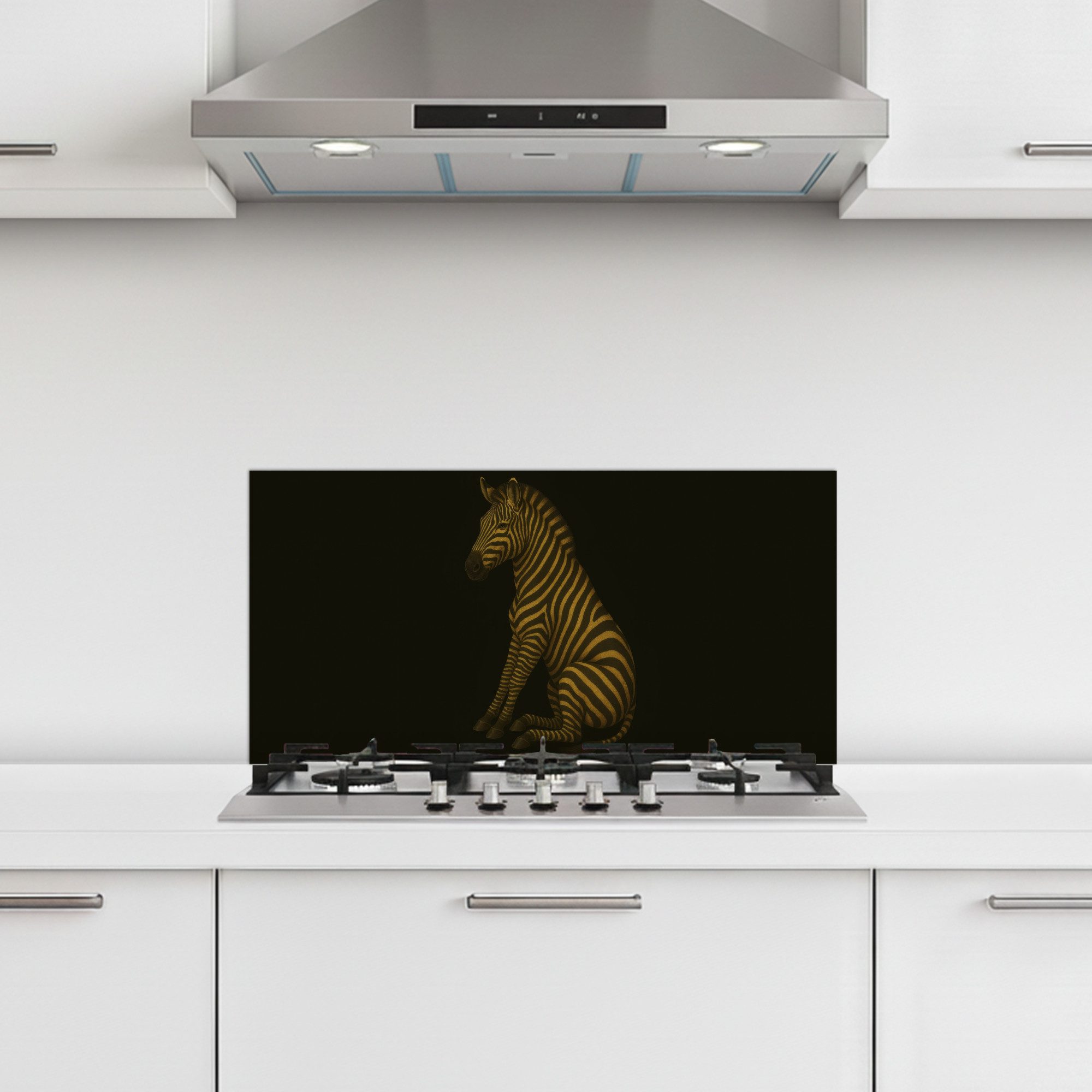 MuchoWow Küchenrückwand selbstklebend Zebra - Streifen - Gold, (1-tlg), Küchenrückwand, Spritzschutz, Kitchen, 60x30 cm