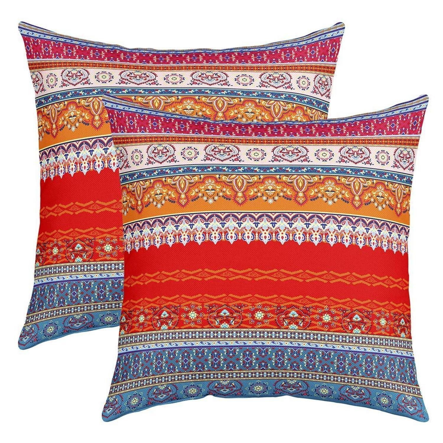 LuxusKollektion Kissenbezüge Kopfkissenbezüge 60x60 Boho Hippie Streifen 2 Stk
