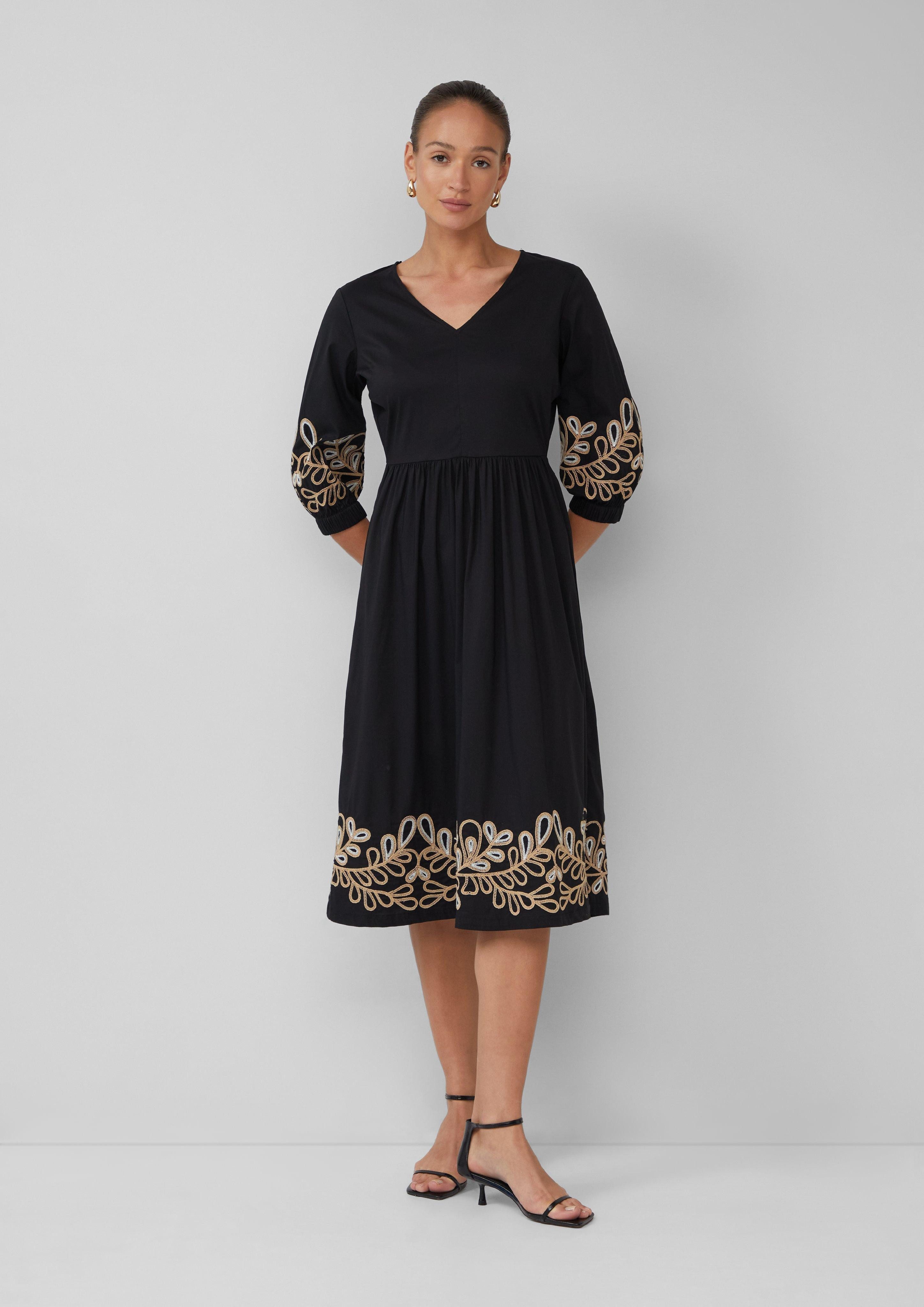 Minikleid Popeline-Kleid mit Stickereien
