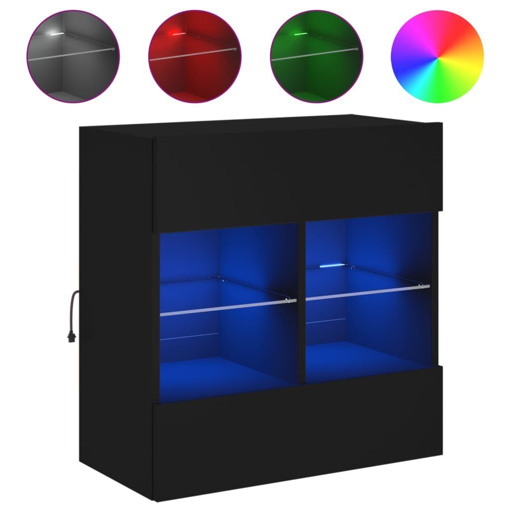 vidaXL TV-Wand TV-Wandschrank mit LED-Leuchten Schwarz 58,5x30x60,5 cm, (1-St)
