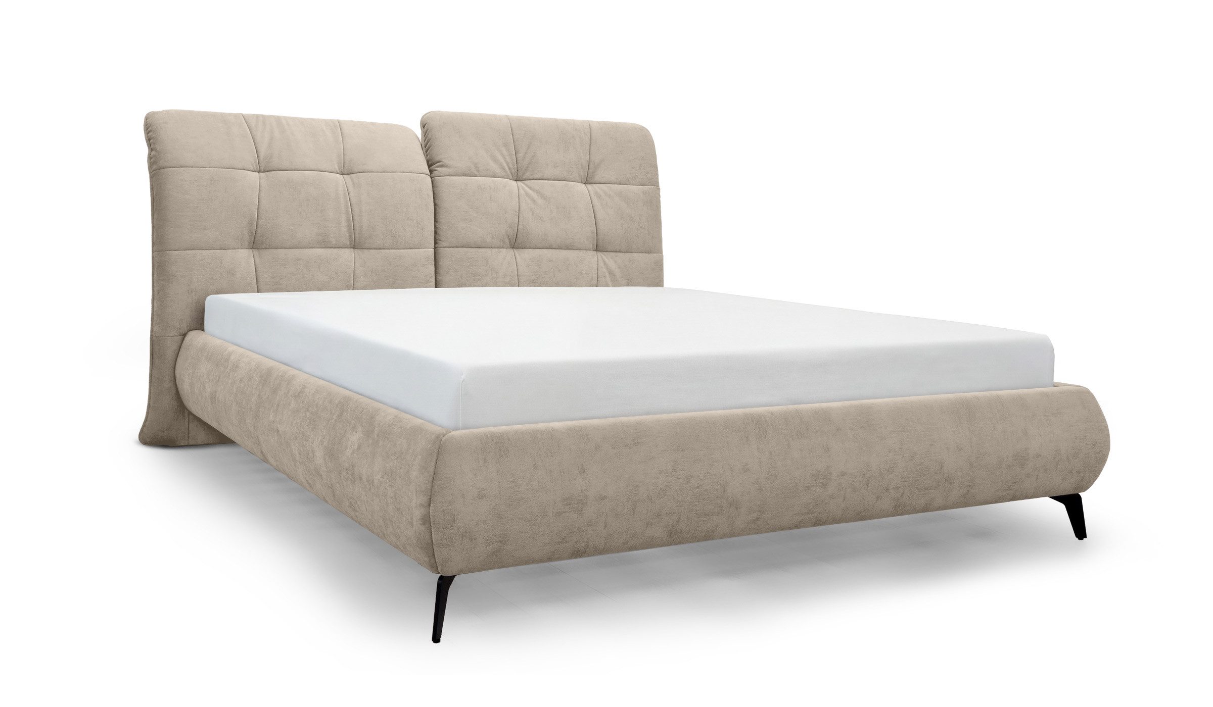 Hygger Möbelhaus Polsterbett Milan mit verstellbarem Kopfteil und Lattenrost (Liegefläche wahlweise 160 × 200 oder 180 × 200 cm, ohne Matratze, erhältlich in Velours oder Echtleder, hergestellt in Europa), Hergestellt in Europa