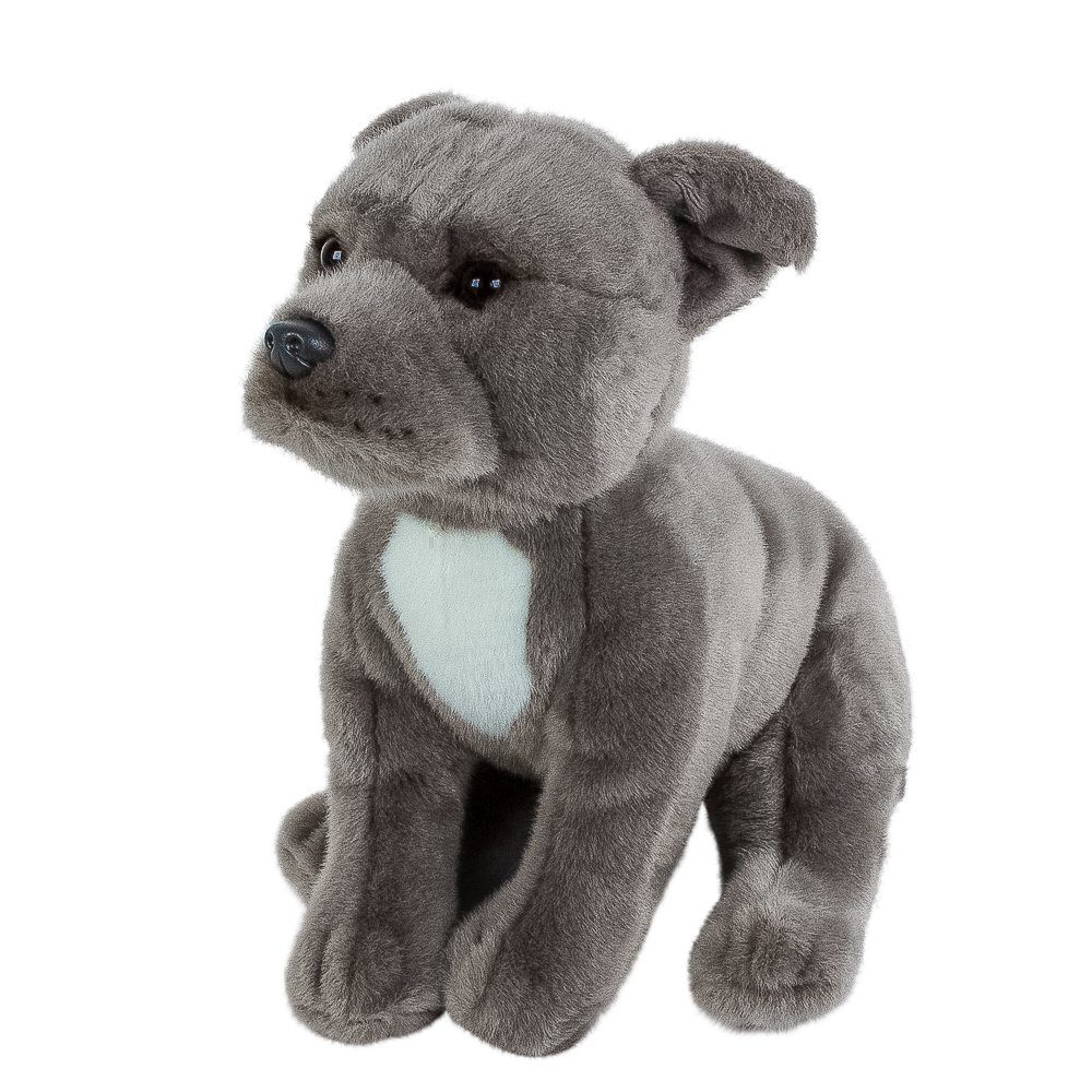 Teddys Rothenburg Kuscheltier Pitbull sitzend 30 cm grau Stofftier Hund American Stafford (Plüschpitbulls)