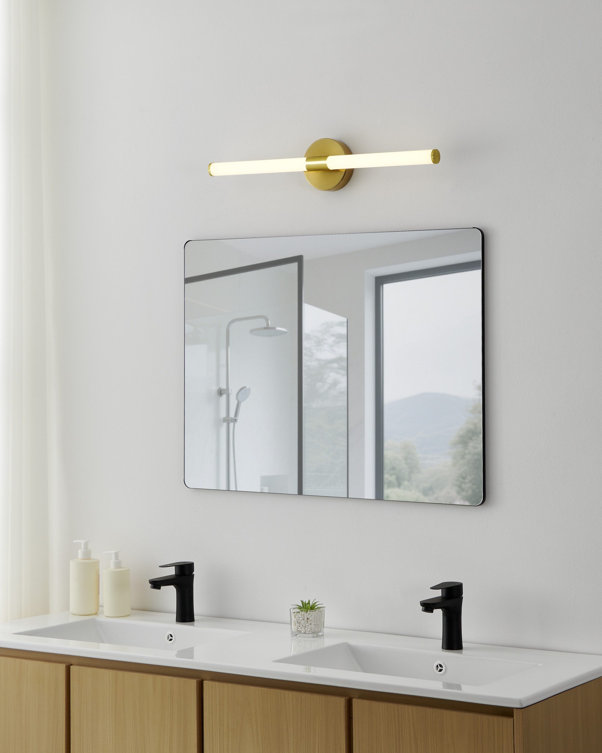 EGLO Spiegelleuchte RAMOLA Spiegellampe - Stahl - LED - 11W - IP44, Memoryfunktion, LED fest integriert, Neutralweiß, Kaltweiß, Warmweiß, Wandlampe, Badezimmerlampe, Bad, L60 x H12 x AL6,5 cm