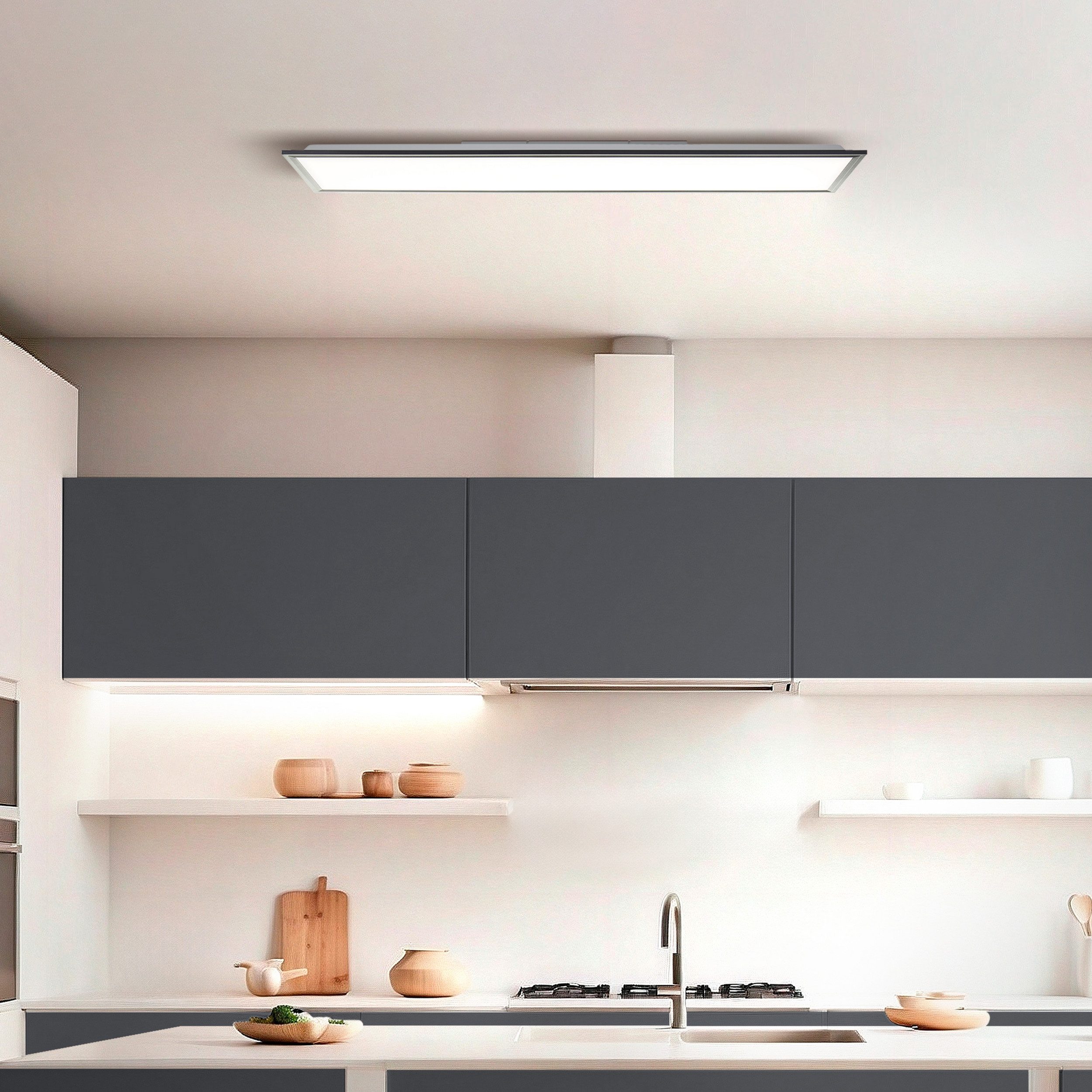 Lightbox LED Panel, LED fest integriert, Neutralweiß, LED Deckenaufbau-Paneel, 100 x 25cm, 2700lm, 4000K, Aluminium, schwarz