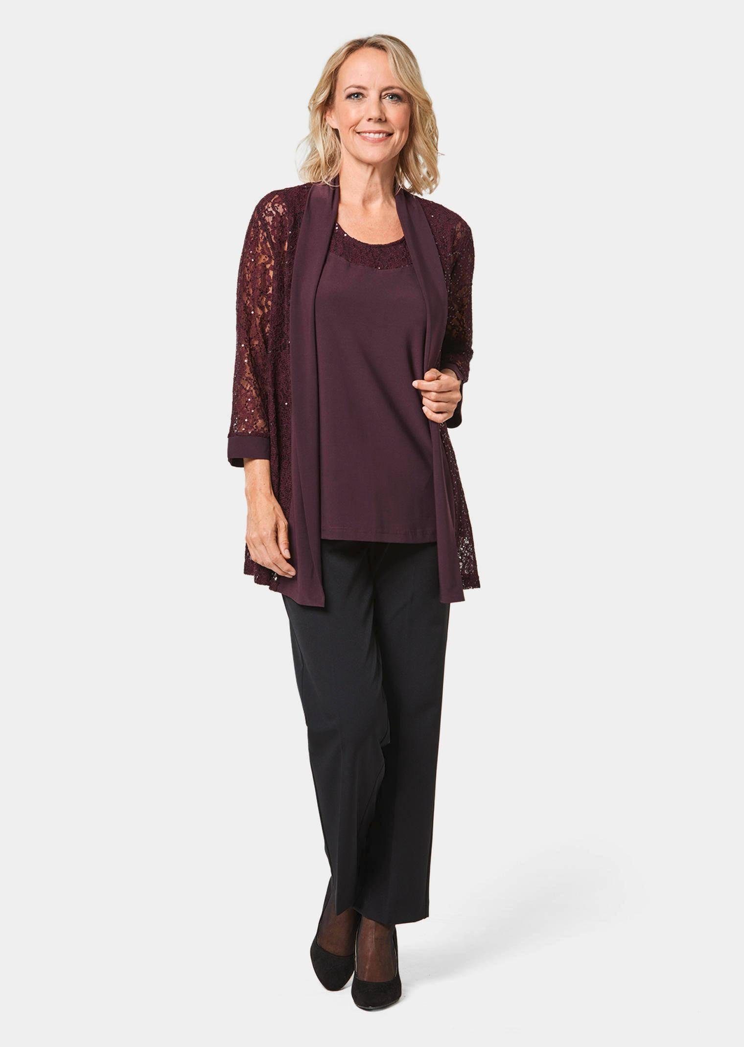 Shirtbluse Set aus glitzerndem Spitzenjäckchen und Top
