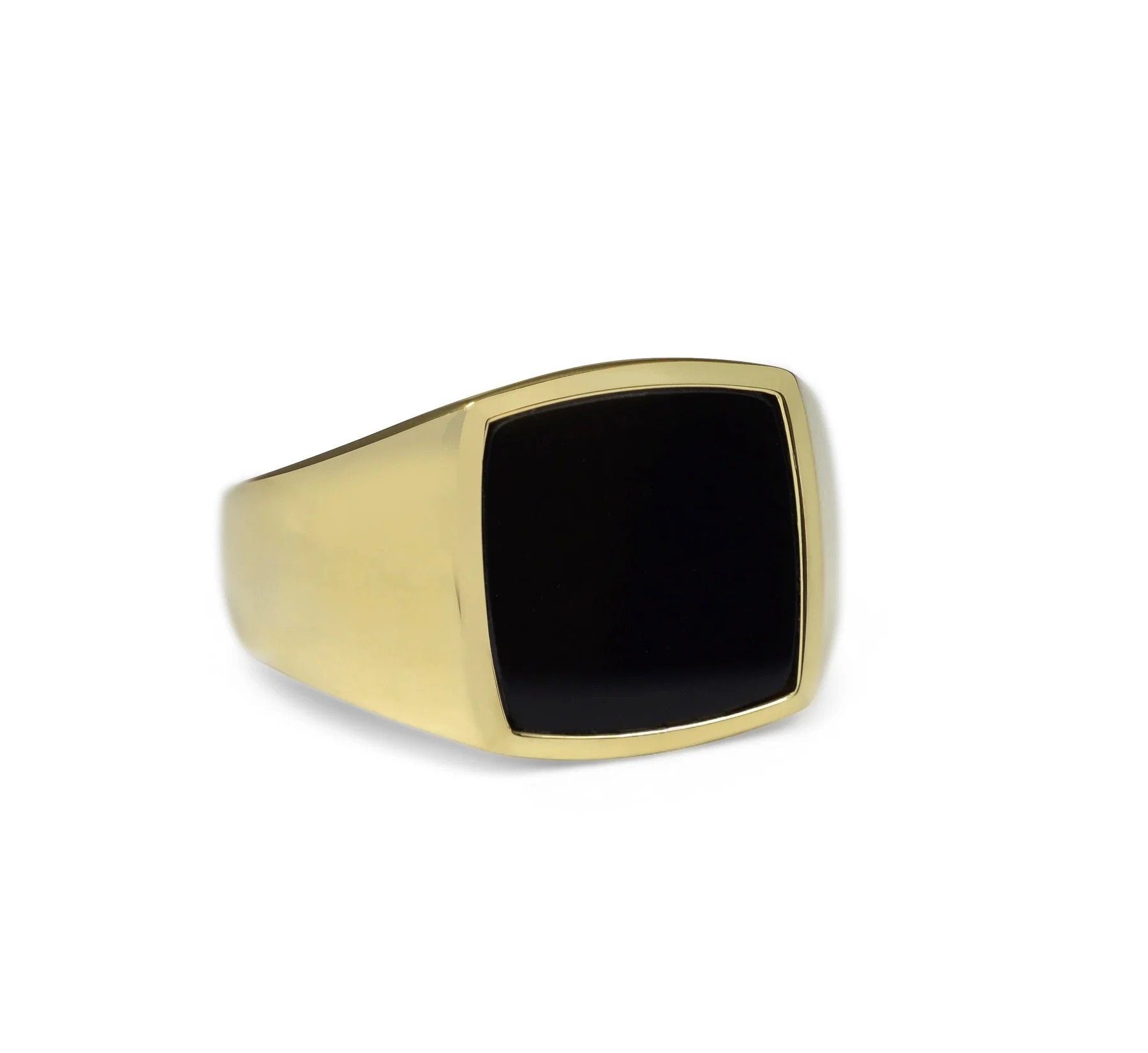 Herren Fashion Silver Siegelring hochglanz, Siegelring schwarzem mit Stein Schmucketui Onyx enthalten, geliefert), poliert, (Schmuckbox Gold Gold, aus mit vergoldetem Silber Sprezzi 925