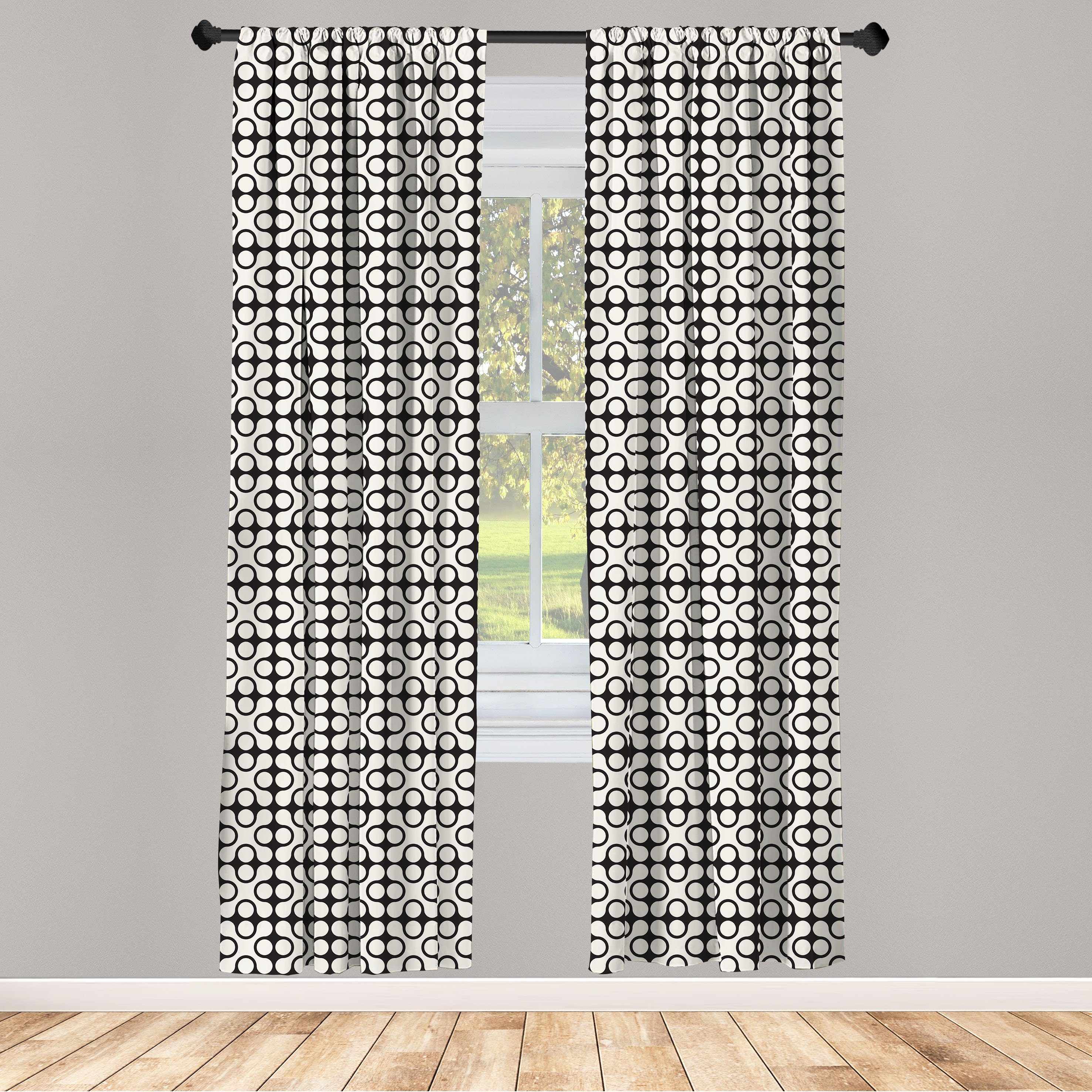 Gardine Vorhang für Wohnzimmer Schlafzimmer Dekor, Abakuhaus, Microfaser, Abstrakt Symmetrische gerundet Plätze | Fertiggardinen