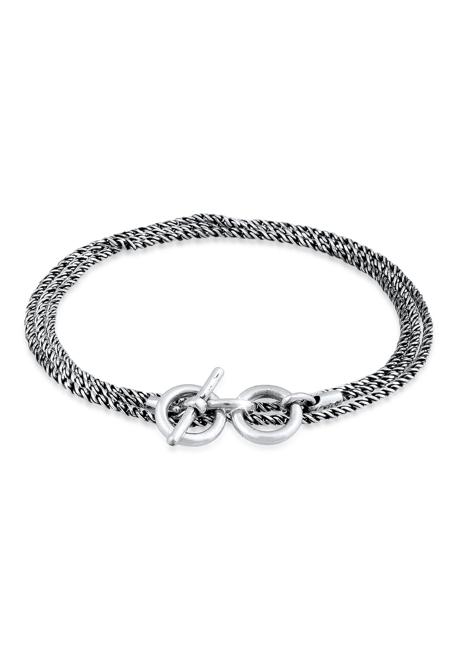 Neuankömmlinge Kuzzoi Silberarmband Männer T-Bone Oxidiert Kordelkette Silber 925