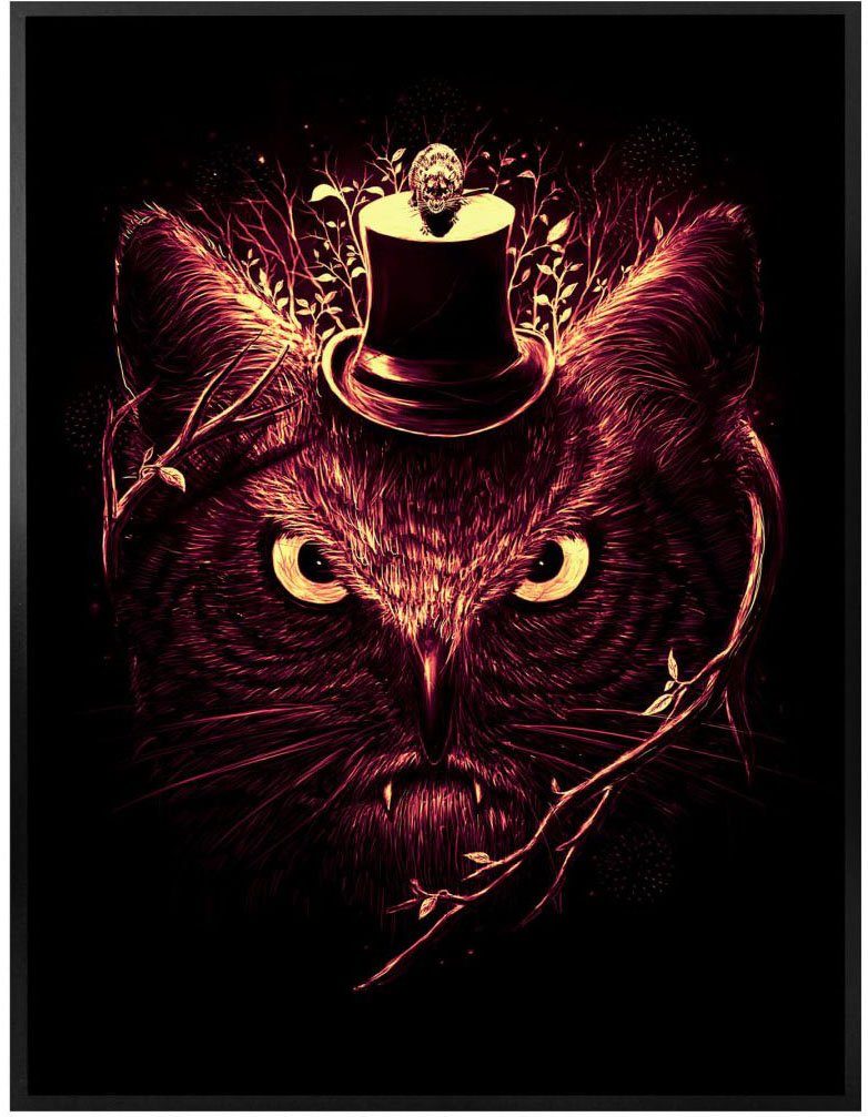Wall-Art Poster »Nicebleed Meowl Katze Eule Magie«, Tiere (1 Stück), Poster, Wandbild, Bild, Wandposter-Otto