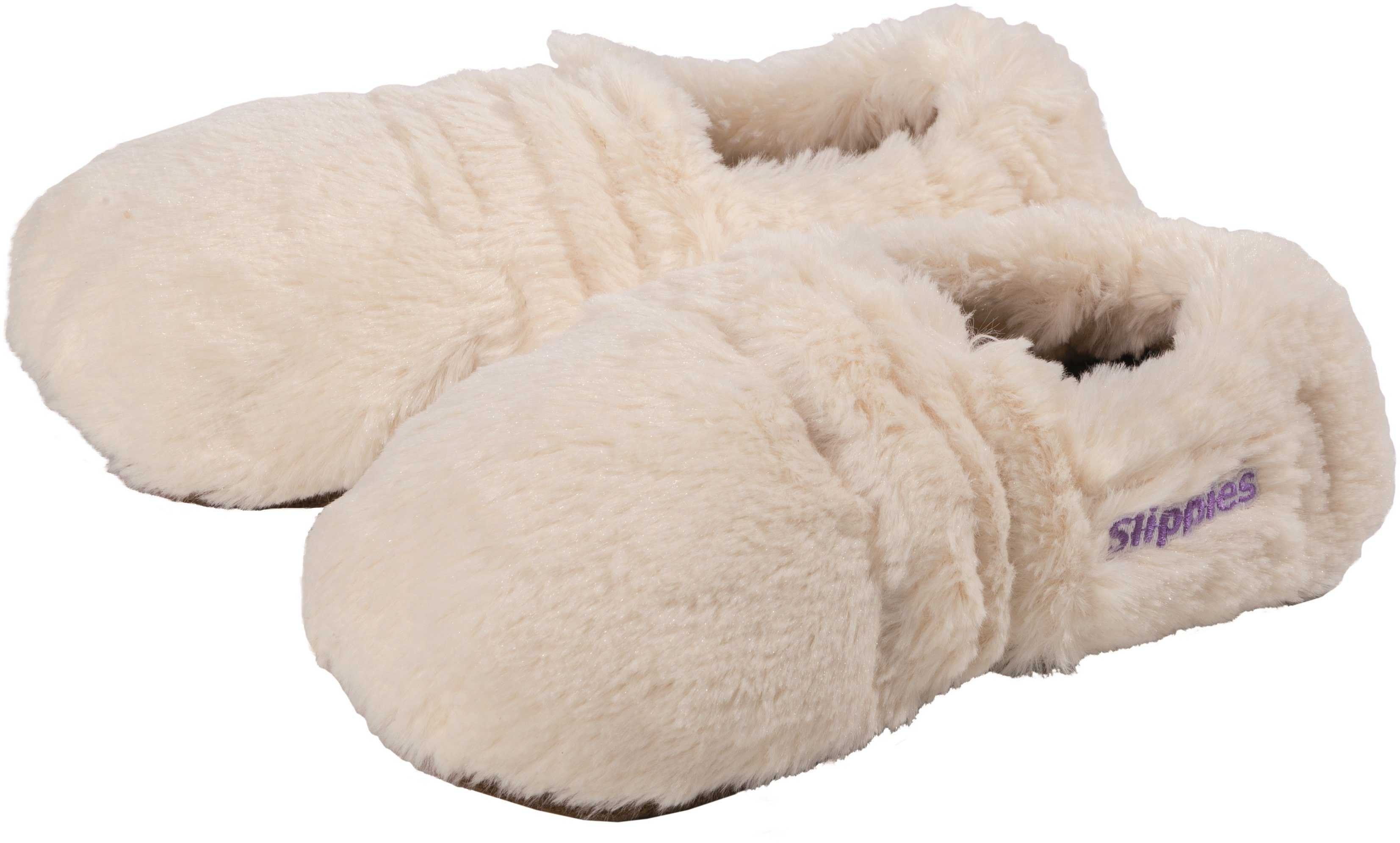 Warmies® Wärmekissen Slippies™ Deluxe creme Plush, Gr. 36-40, mit Lavendelduft