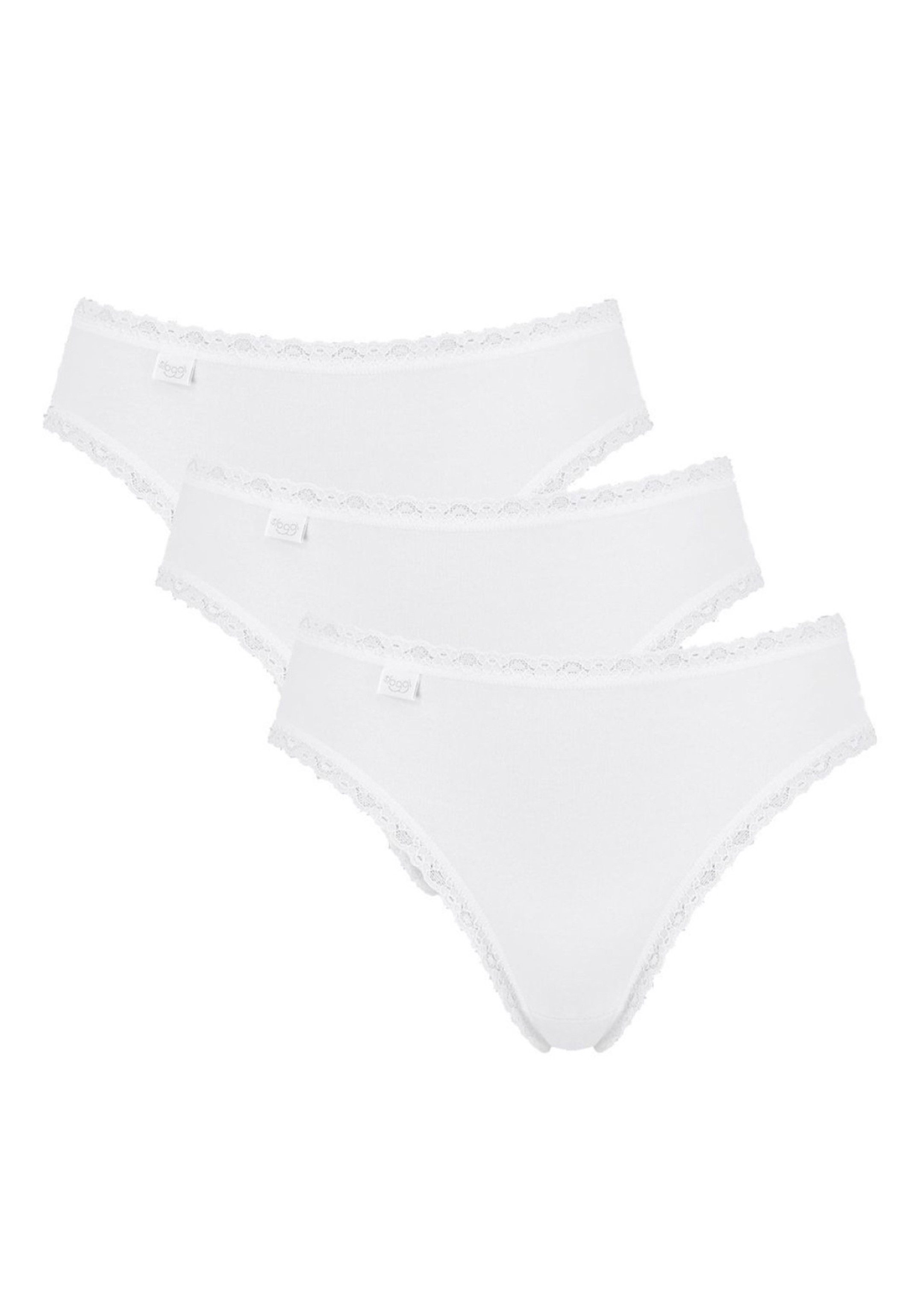sloggi Tai-Slip 3er Pack 24/7 Cotton Lace (Spar-Set) Tai Slip - Baumwolle - Wärmend - Perfekter Sitz, Mit feinen Details