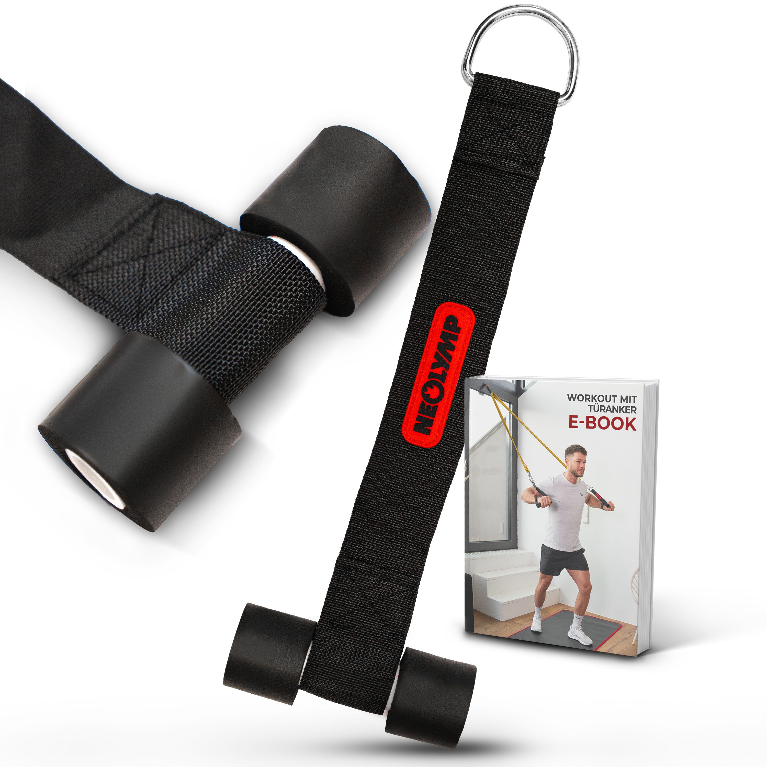NEOLYMP Trainingsband Türanker - Türbefestigung für Fitnessbänder - Sling Trainer, schaumstoffgepolsterte Zylinder, Kompatibel mit Fitnessbändern, 200kg