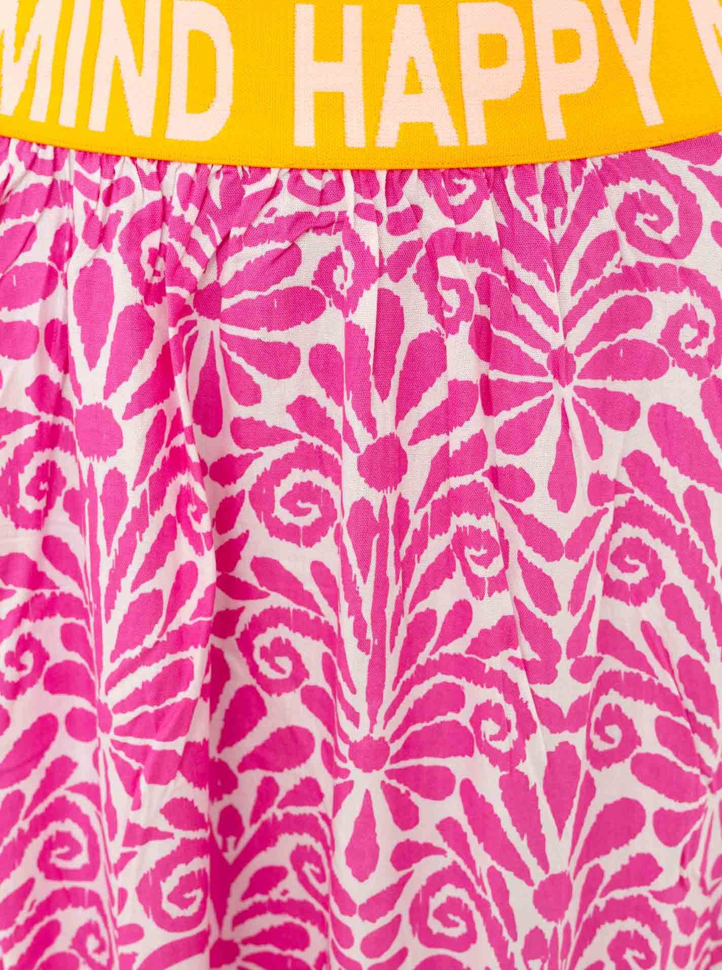 Zwillingsherz Maxirock "Geometric Flowers" Florales Muster, Gummizug mit Schrift, leichtes Material, knöchellang – Bild 4 von 4