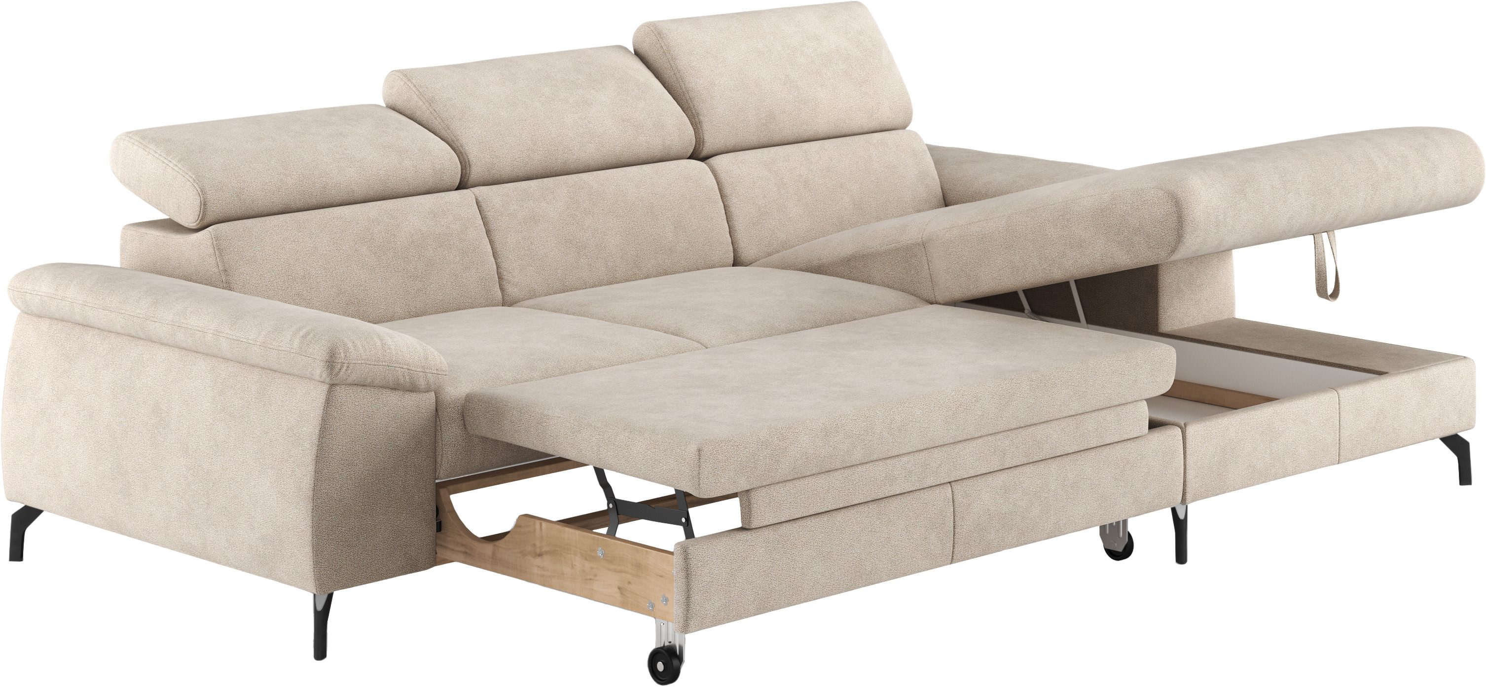 COTTA Ecksofa Kitty L-Form, B: 242 cm, mit Kopfteilverstellung, optional Bettfunktion & Bettkasten