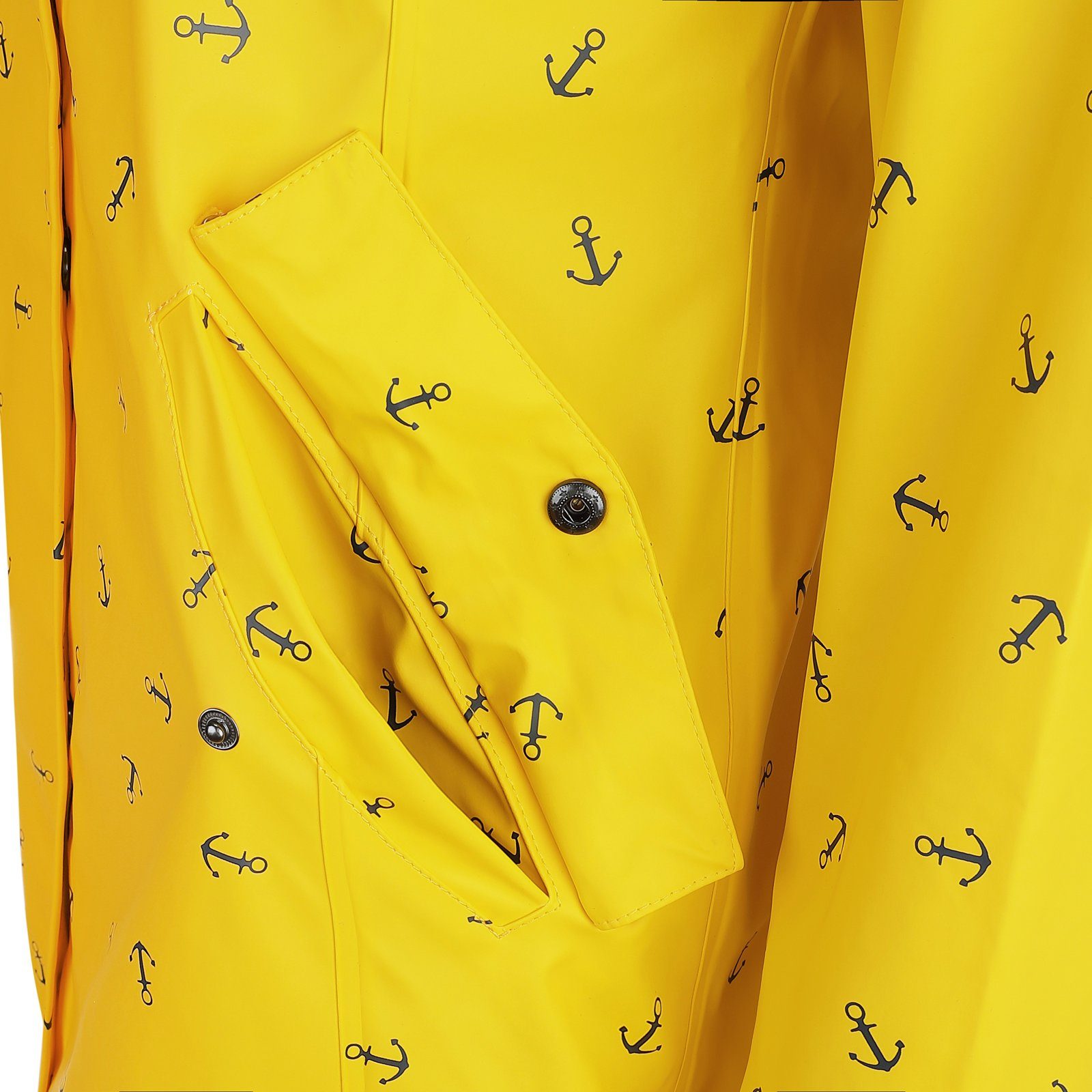 Dry Anker-Print Damen Fashion - mit Cuxhaven Regenmantel gelb Regenjacke wasserdicht Jacke Kapuze