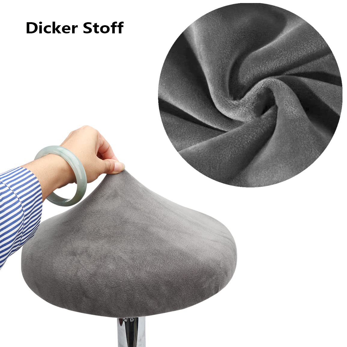 Agger Stuhlhusse Hockerbezug Rund Barhockerbezug Stuhlbezug Stretch,Stuhlüberzug, Rollhocker Barhocker Luxuriöser Stoff,Waschbar Staubdicht Hocker Bezug – Bild 4 von 5