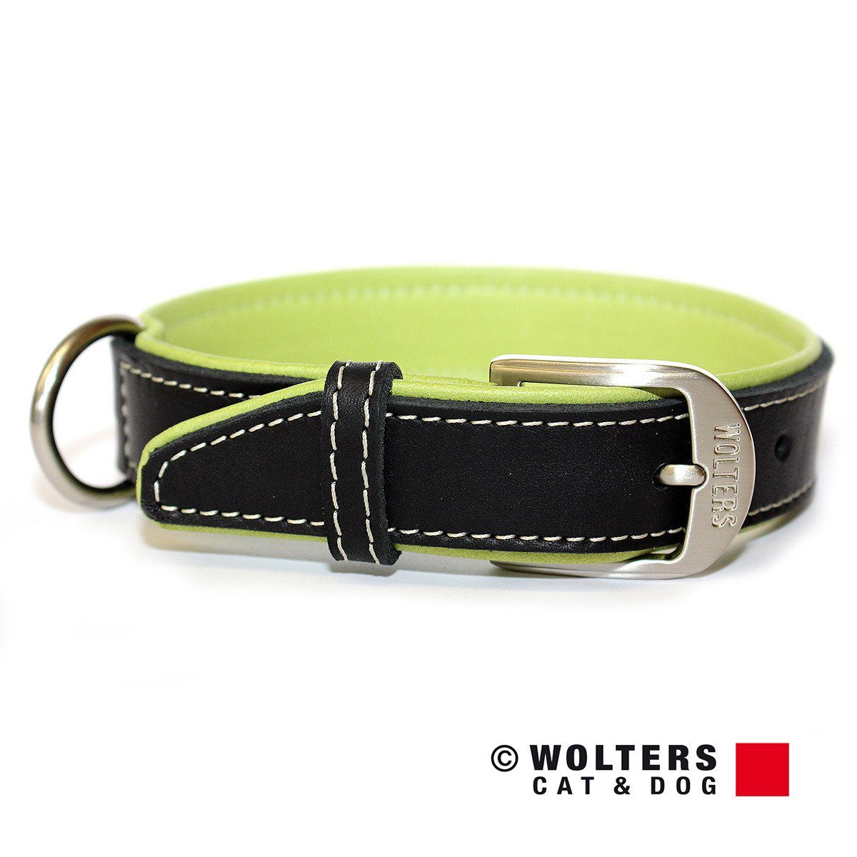 Wolters Hunde-Halsband Halsband Terranova Fettleder schwarz/apfel