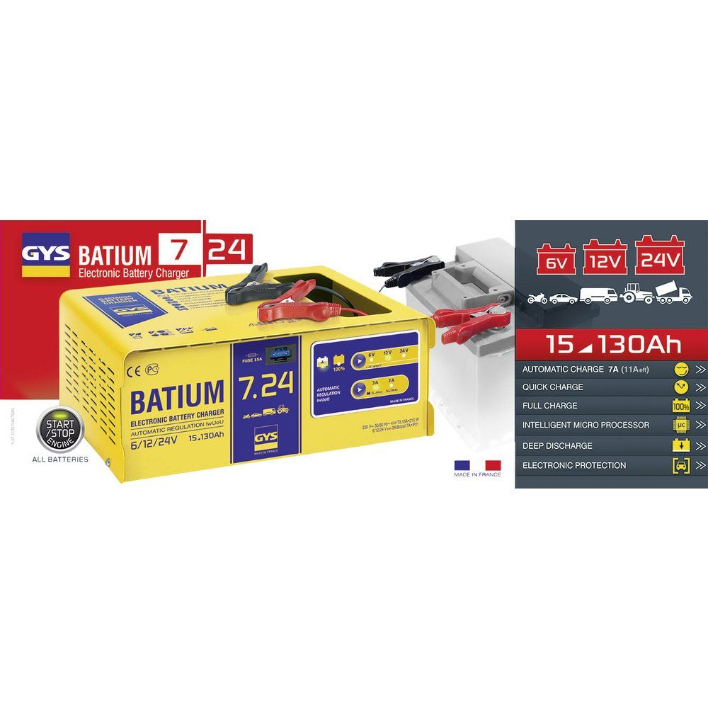GYS GYS BATIUM 7.24 024502 Automatikladegerät 6 V, 12 V, 24 V 11 A Autobatterie-Ladegerät