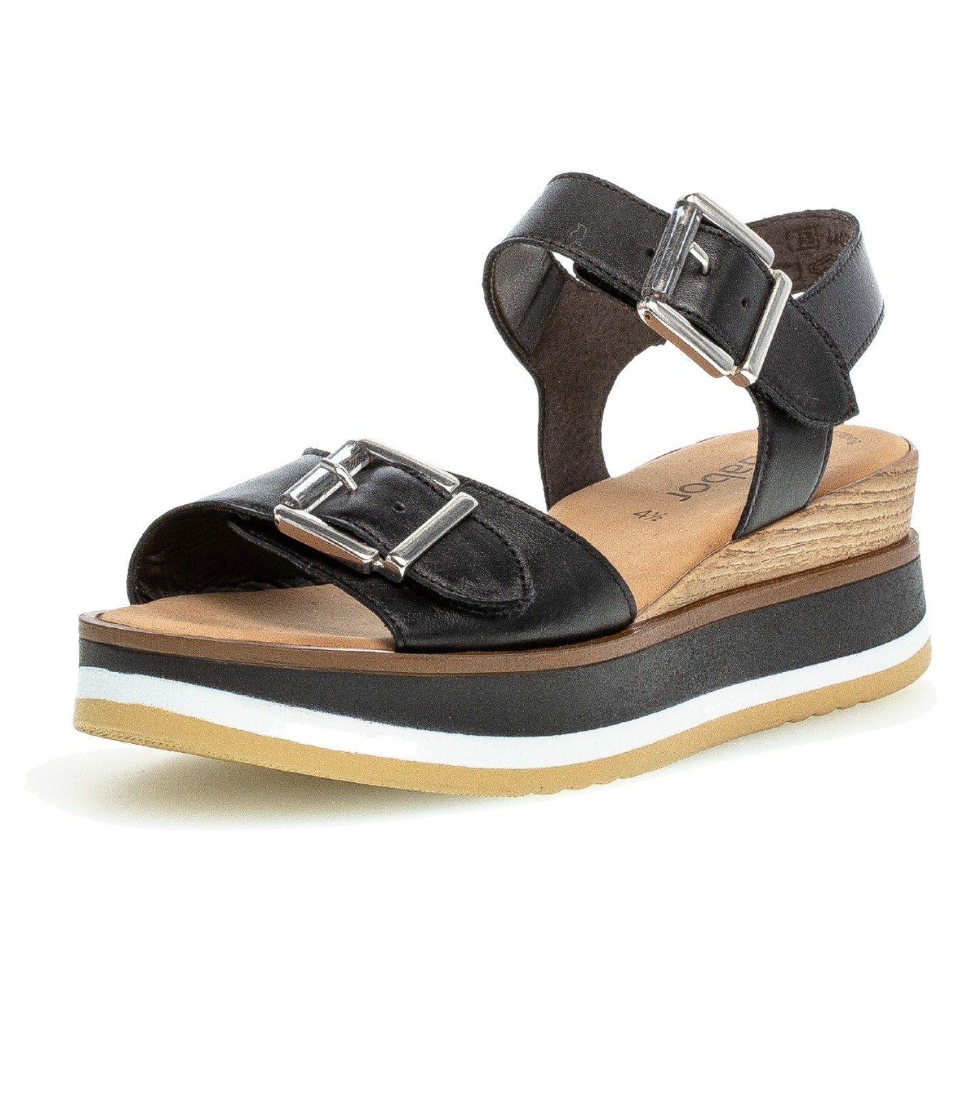 Nappaleder Gabor schwarz Plateausandaletten Sandalen