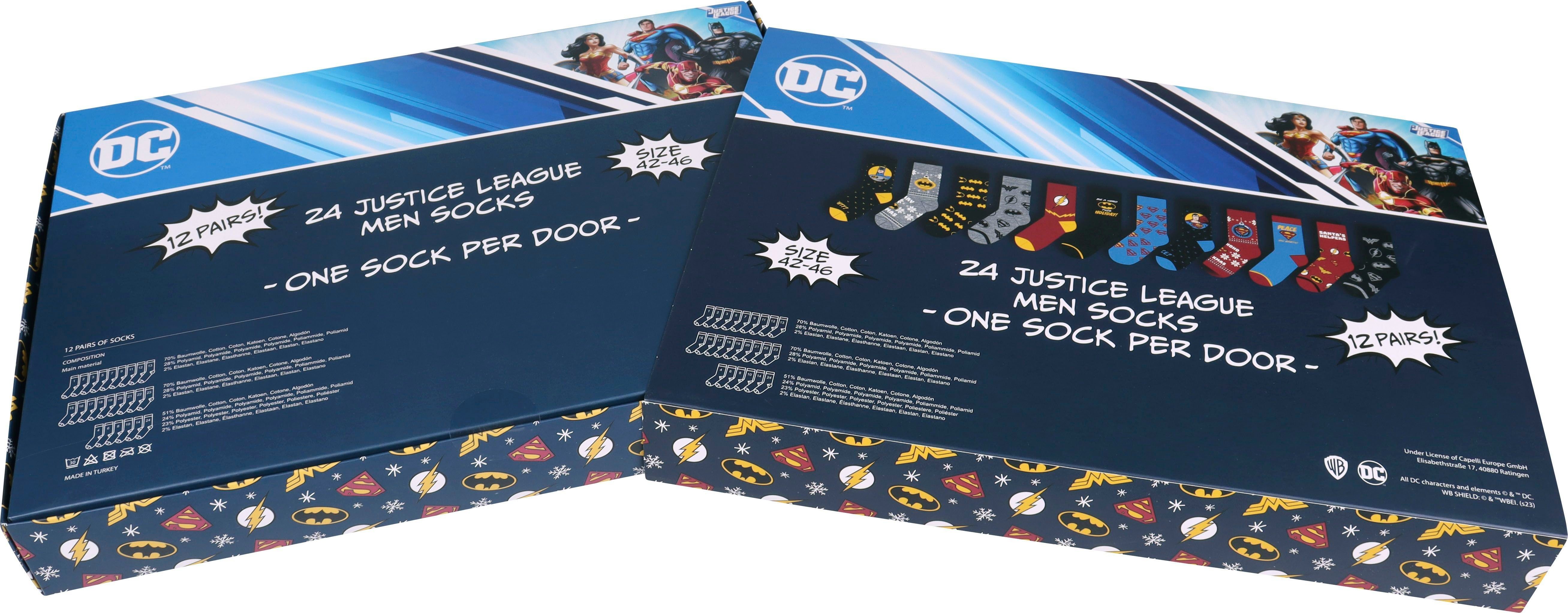 Türen Superman, von Kalender Socken Paar Adventskalender, 24 Capelli Marvel mit Matman, New York 12