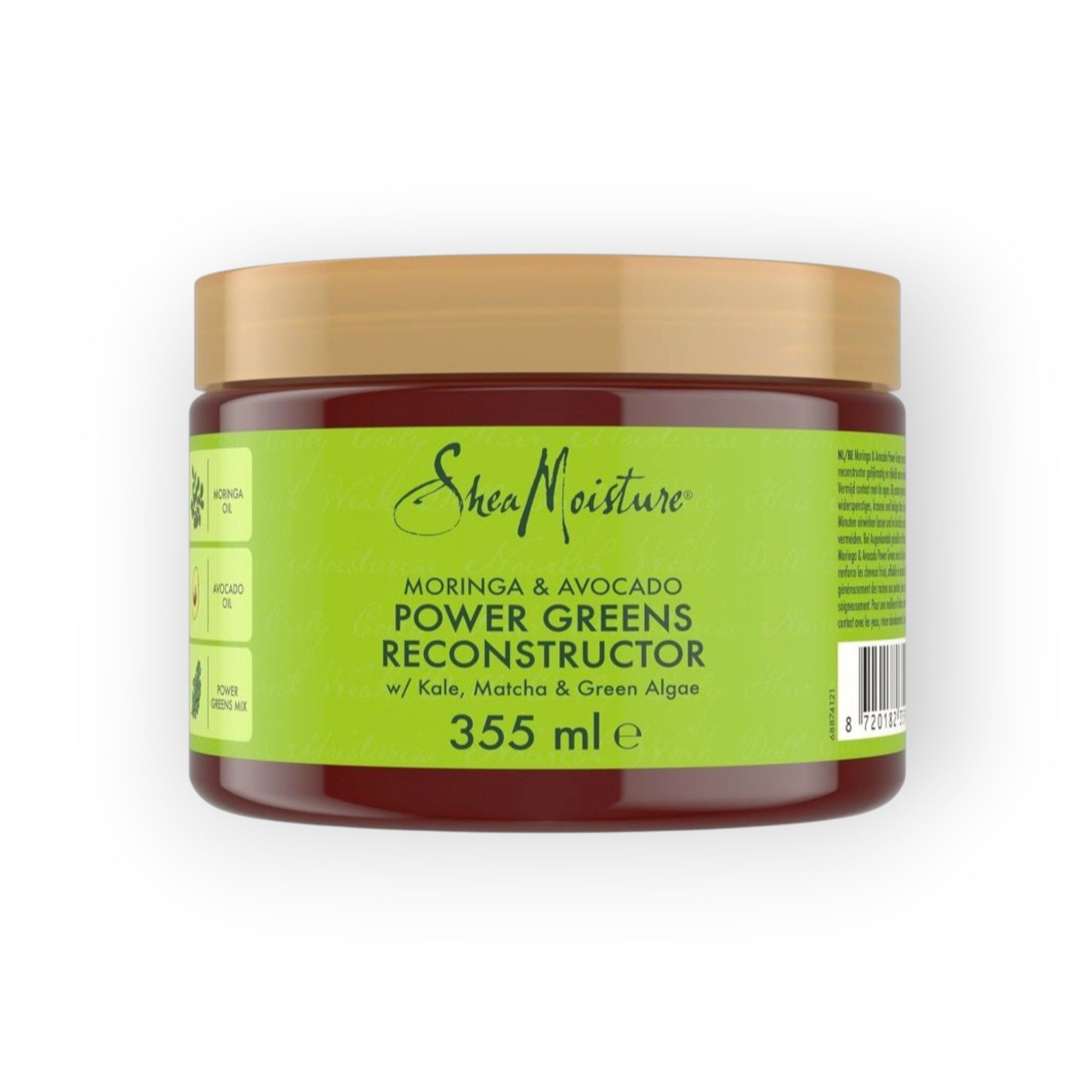 Shea Moisture Haarmaske Power Greens Reconstructor 355ml, Mit Moringaöl, Avocadoöl, Grünkohl, Matcha und Grünalgen