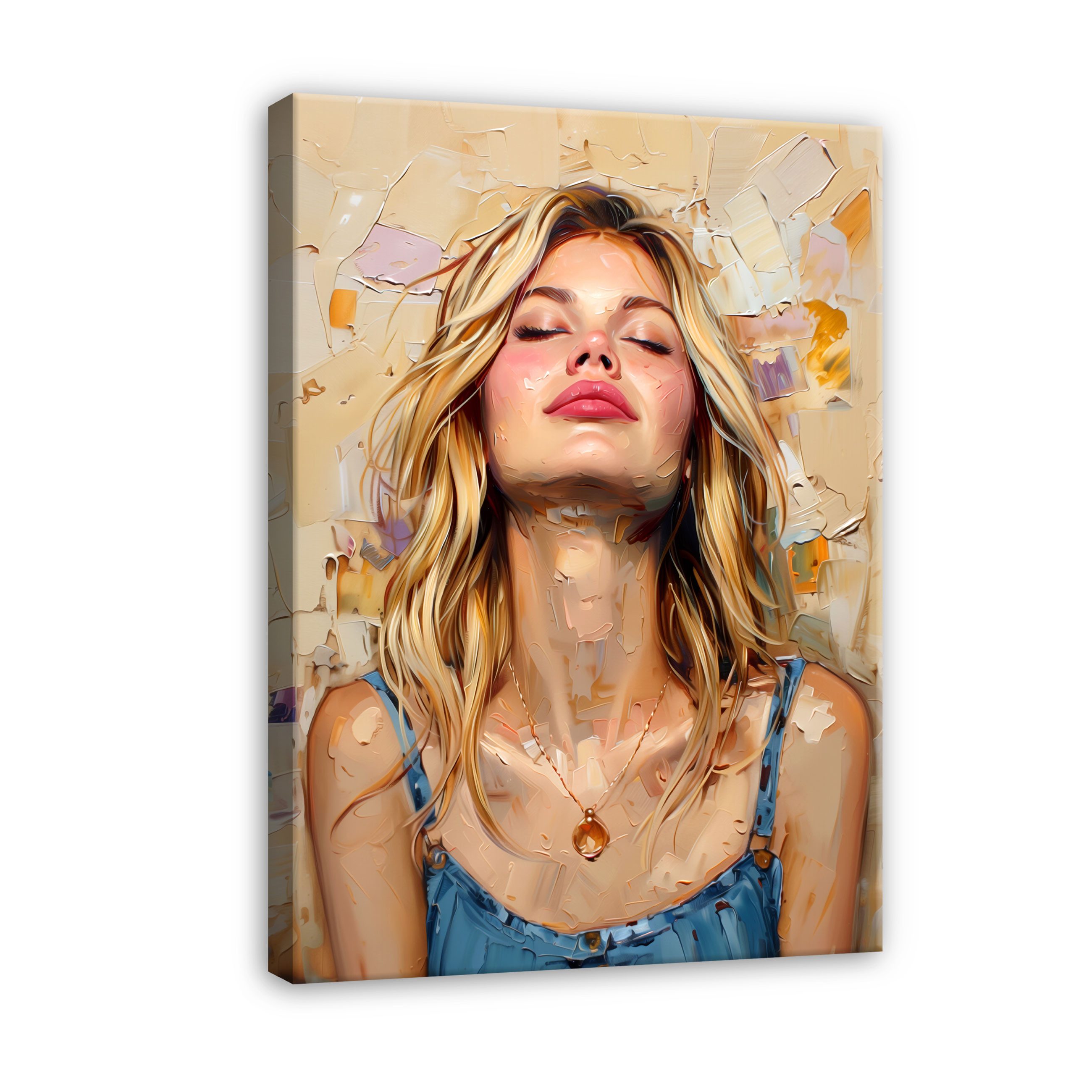 Wallarena Leinwandbild Frau Wie Gemalt Wand Deko Wandbilder XXL Modern Badezimmer, Abstrakt (groß Bilder Wohnzimmer Schlafzimmer Einteilig, 1 St), Bilder Klein Wohnzimmer Schlafzimmer Küche Wandbild Wand Deko 40x30