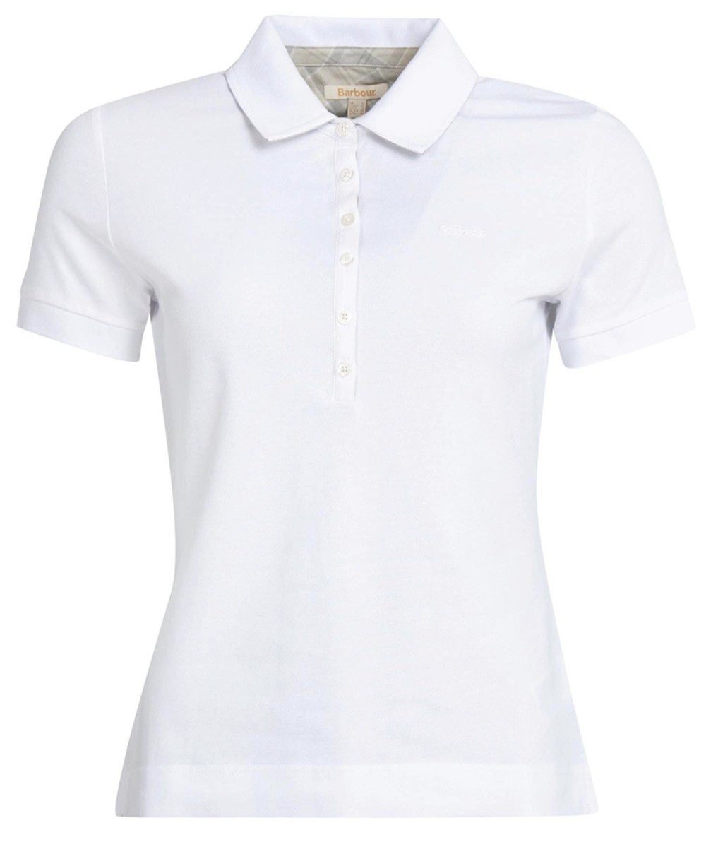 Barbour Outdoorbluse BARBOUR Portsdown Top Poloshirt White/ Silver Birch