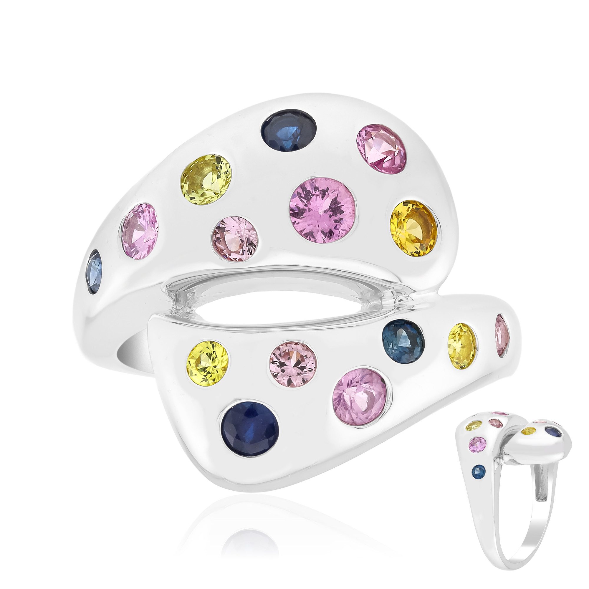 Cavill Silberring Cavill Damenring 925 Sterling Silber, 0,86 ct bunte Edelsteine (1-tlg)